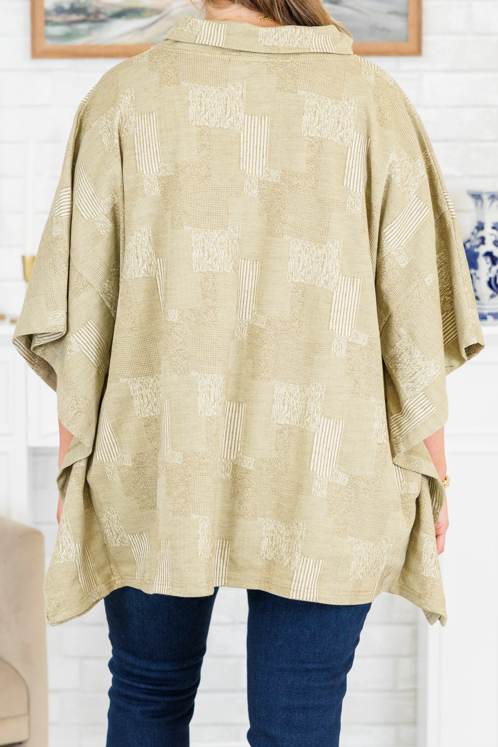 Sweater Weather Poncho, Taupe - Giverhouse