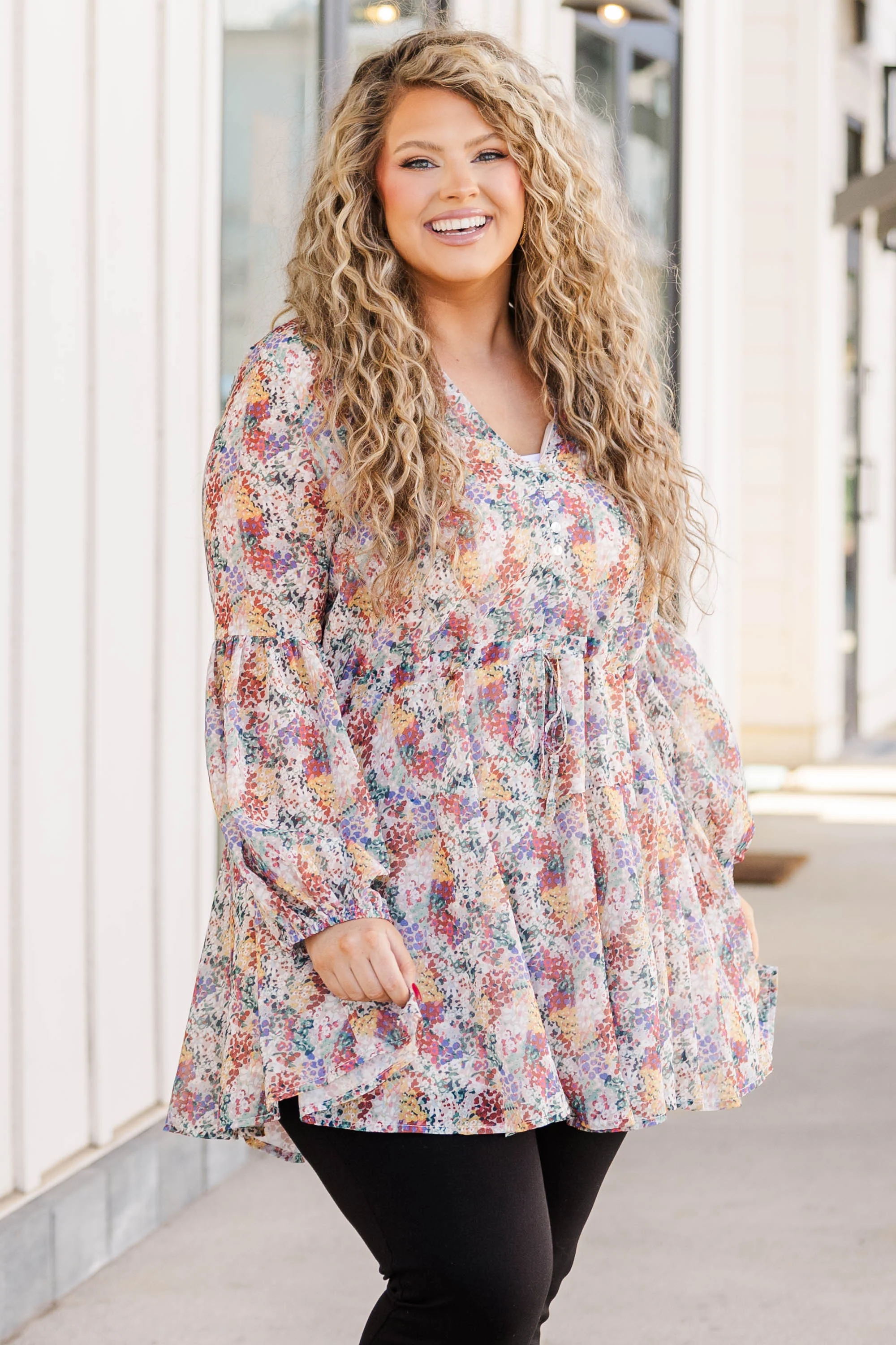 Breath Of Fresh Flare Tunic, Tan - Giverhouse