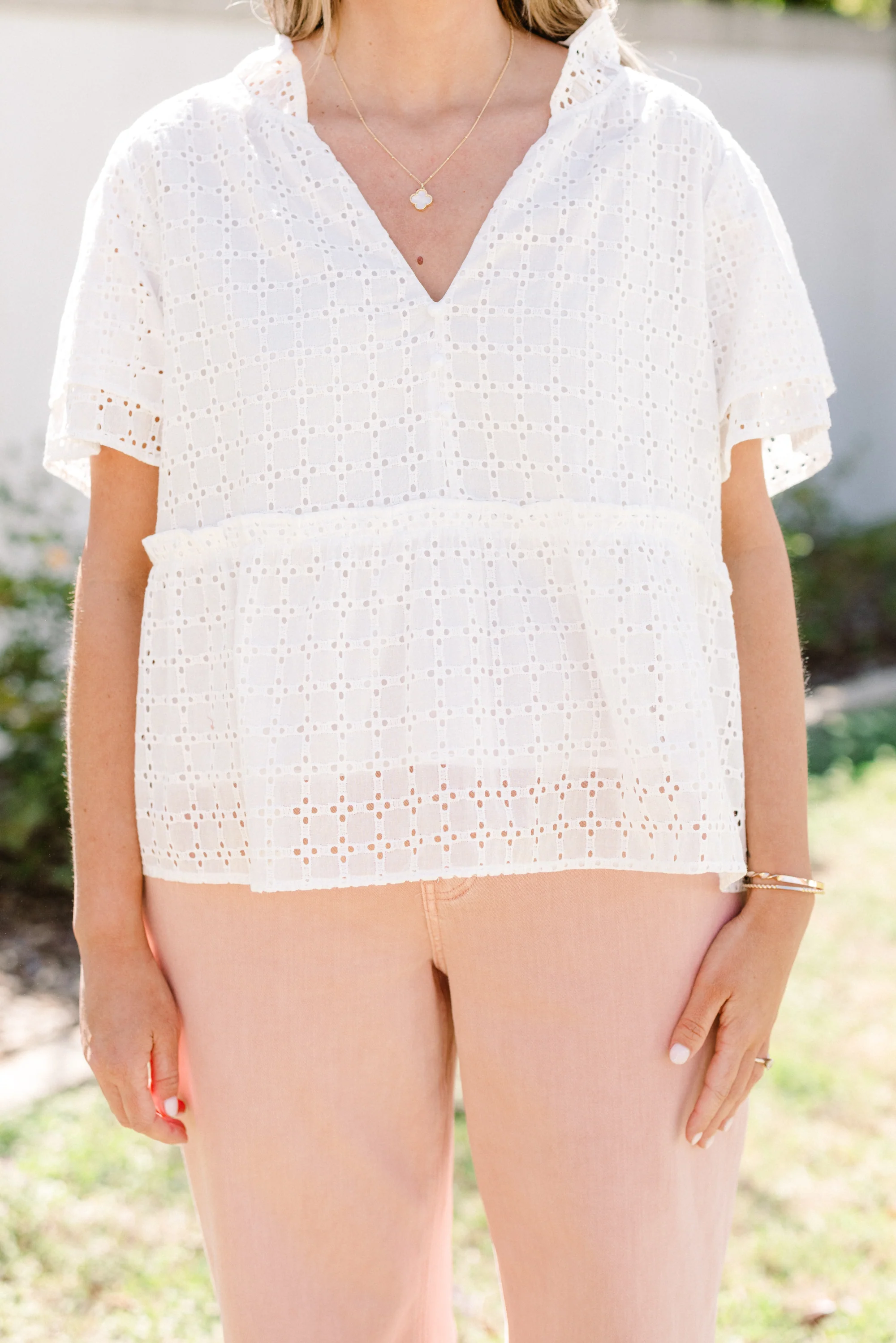 Coastal Love Top, White Eyelet - Giverhouse
