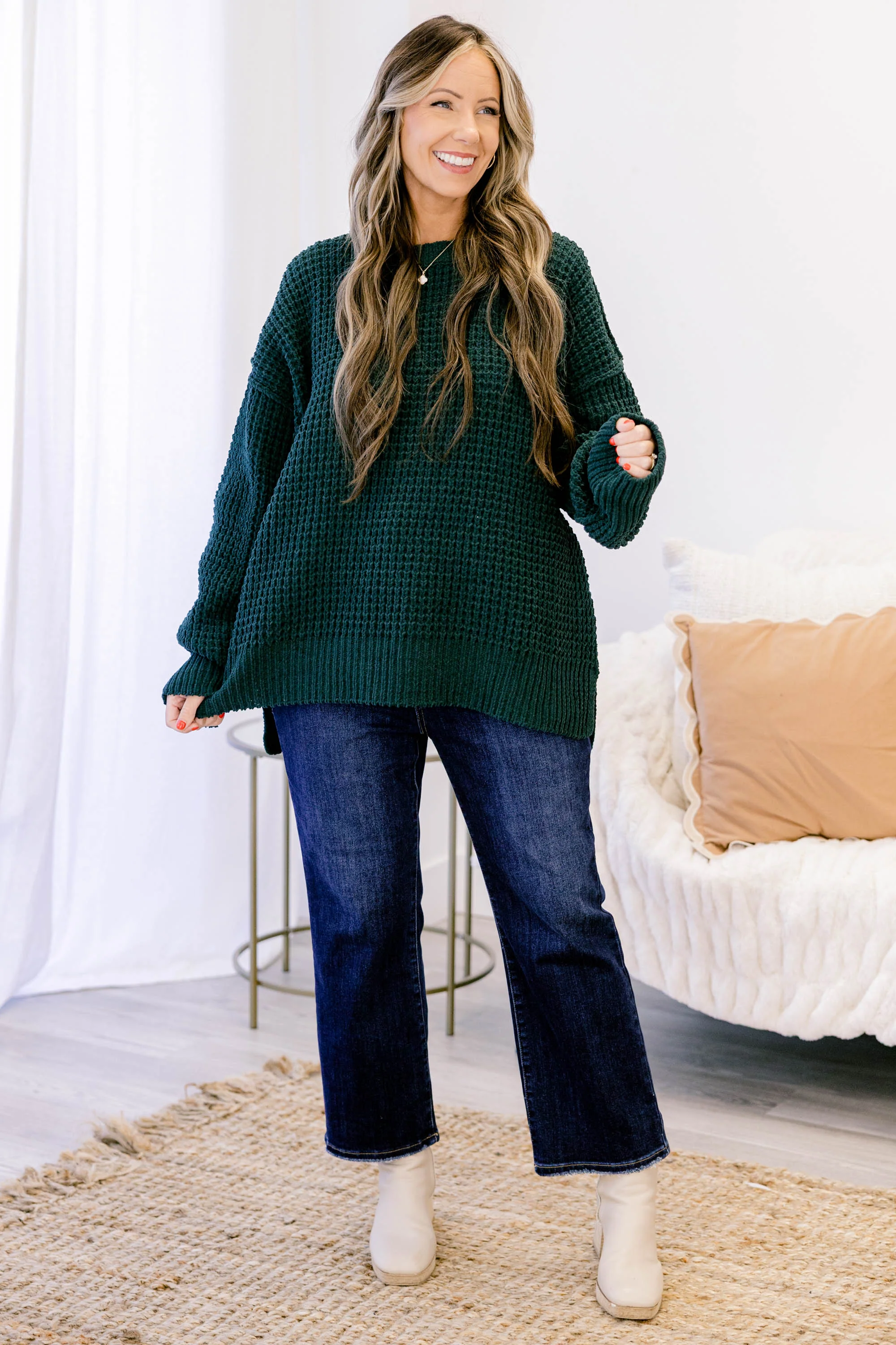 Falling Petals Sweater, Green - Giverhouse