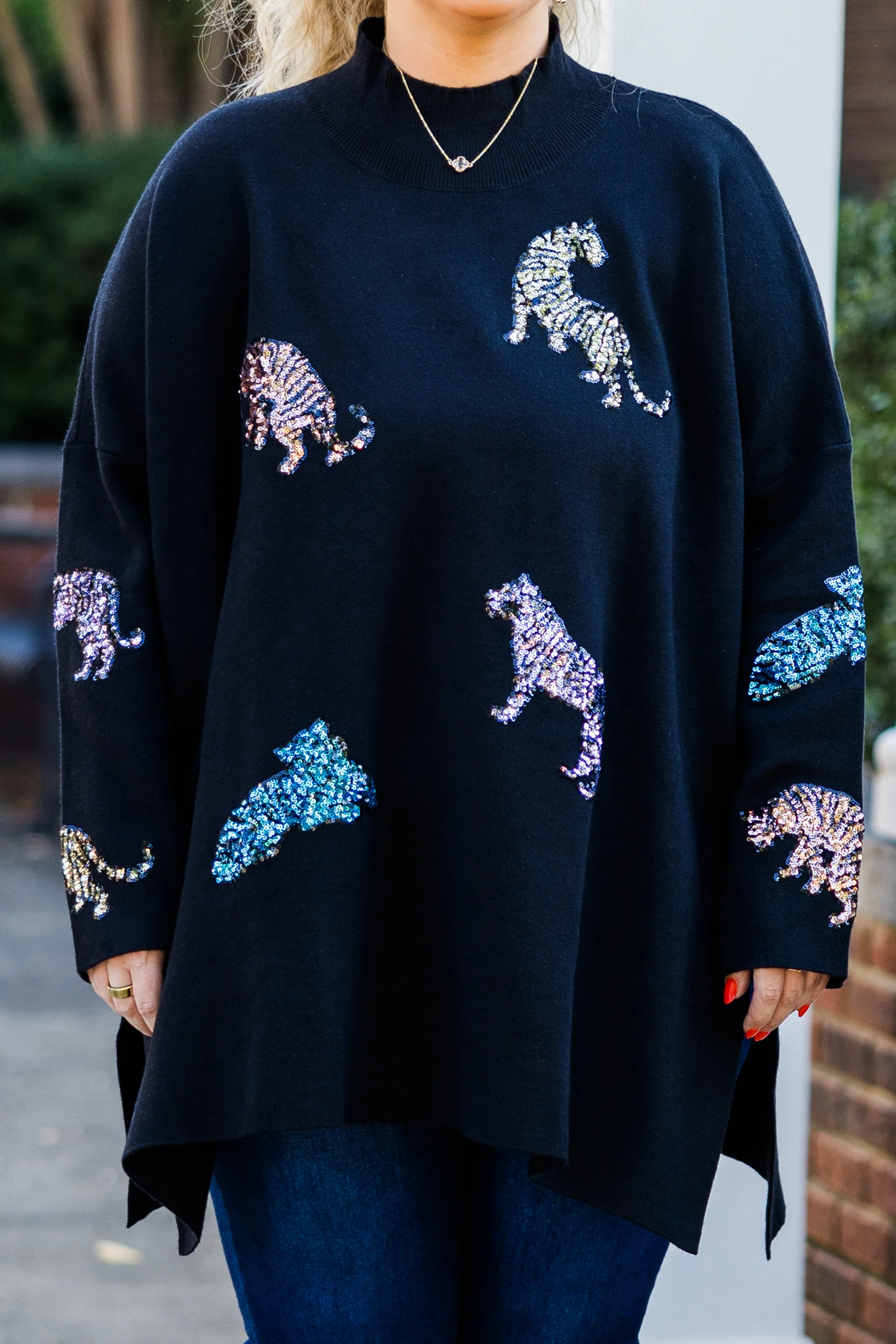 Mother Of The Jungle Sweater, Black Sequin - Giverhouse