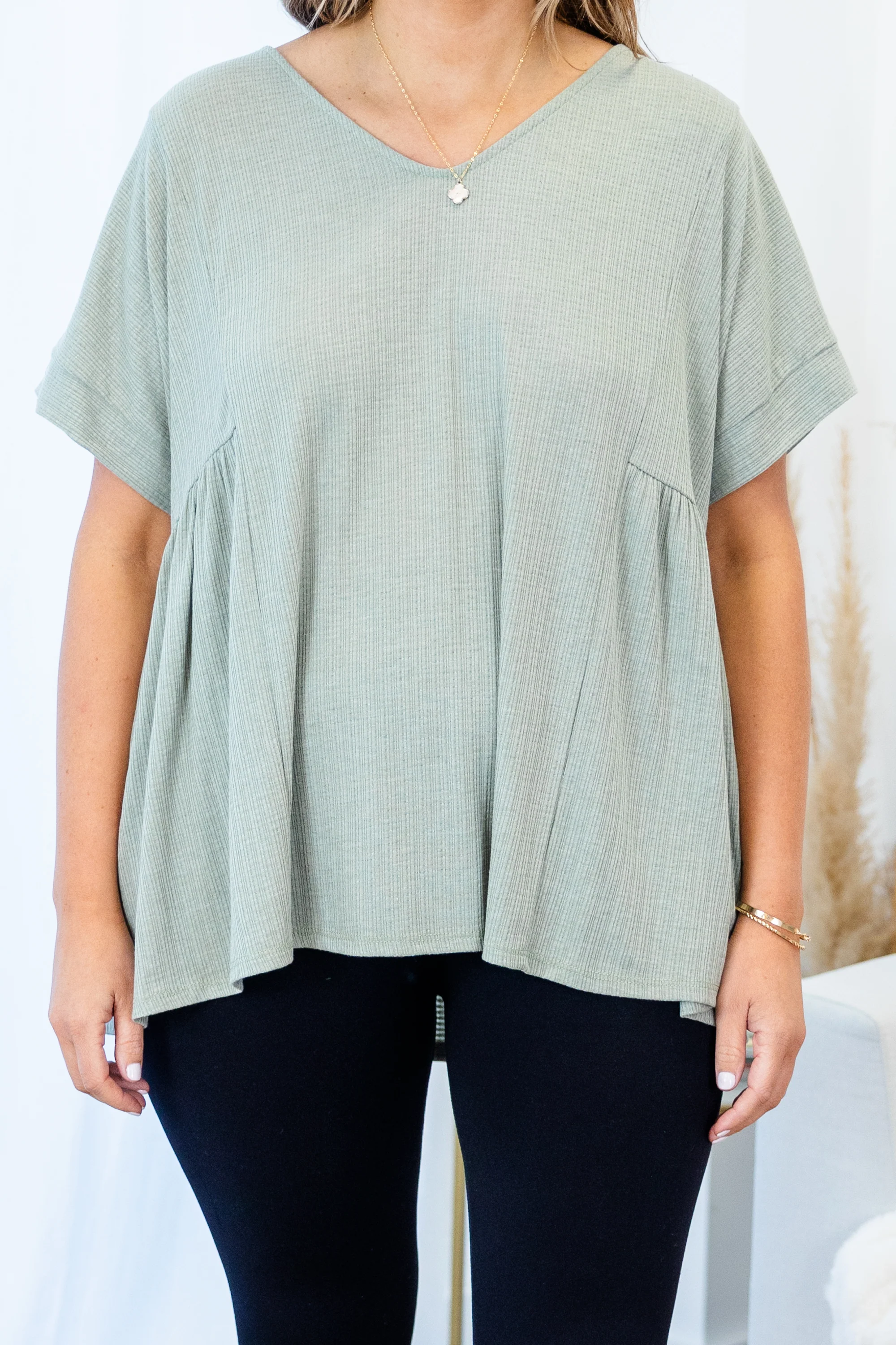 Keeping My Distance Top, Light Sage - Giverhouse