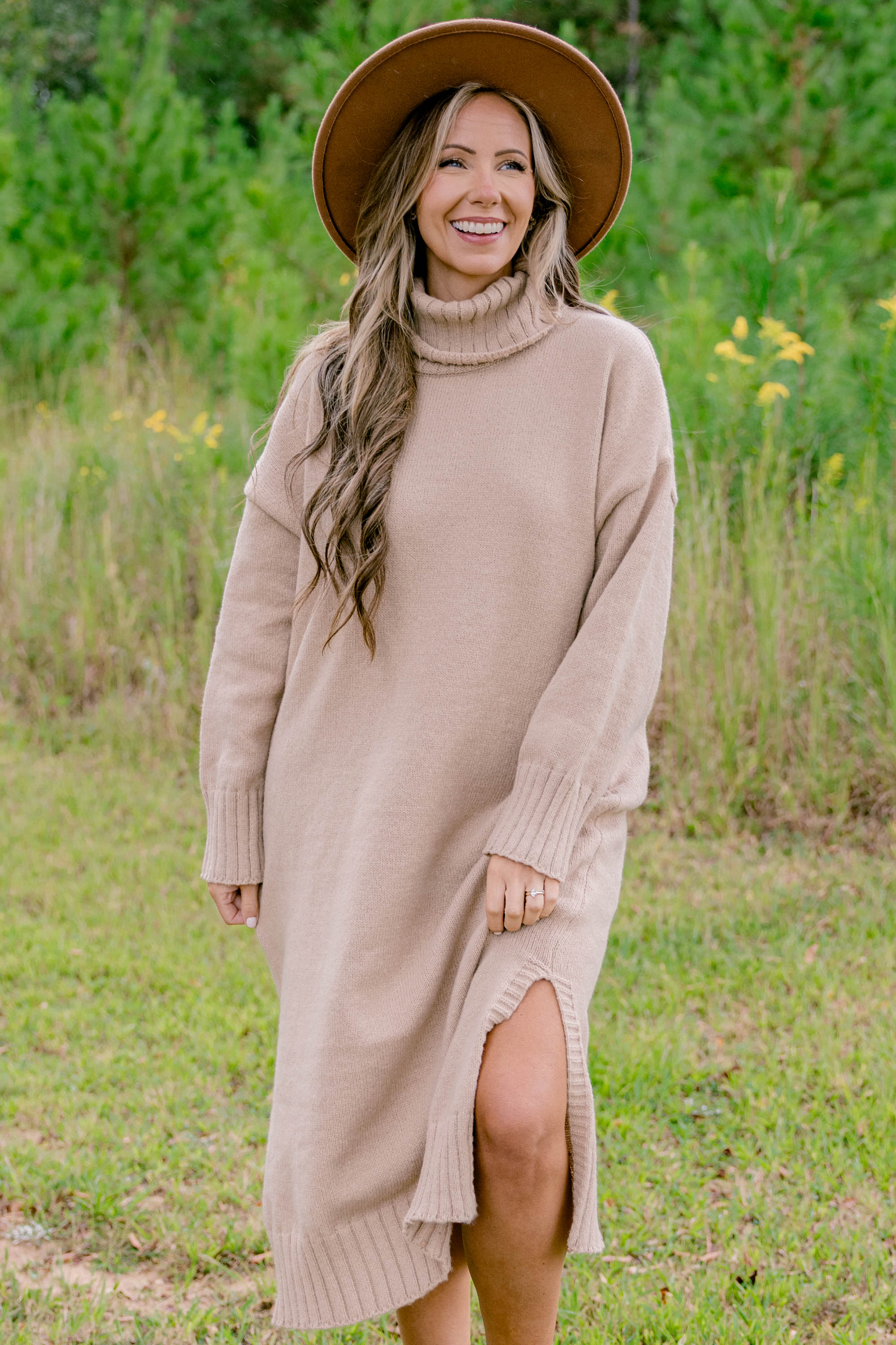 On The Mark Sweater Dress, Taupe - Giverhouse