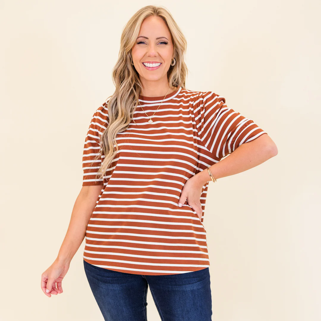 Signature Stripes Top, Burgundy-White - Giverhouse
