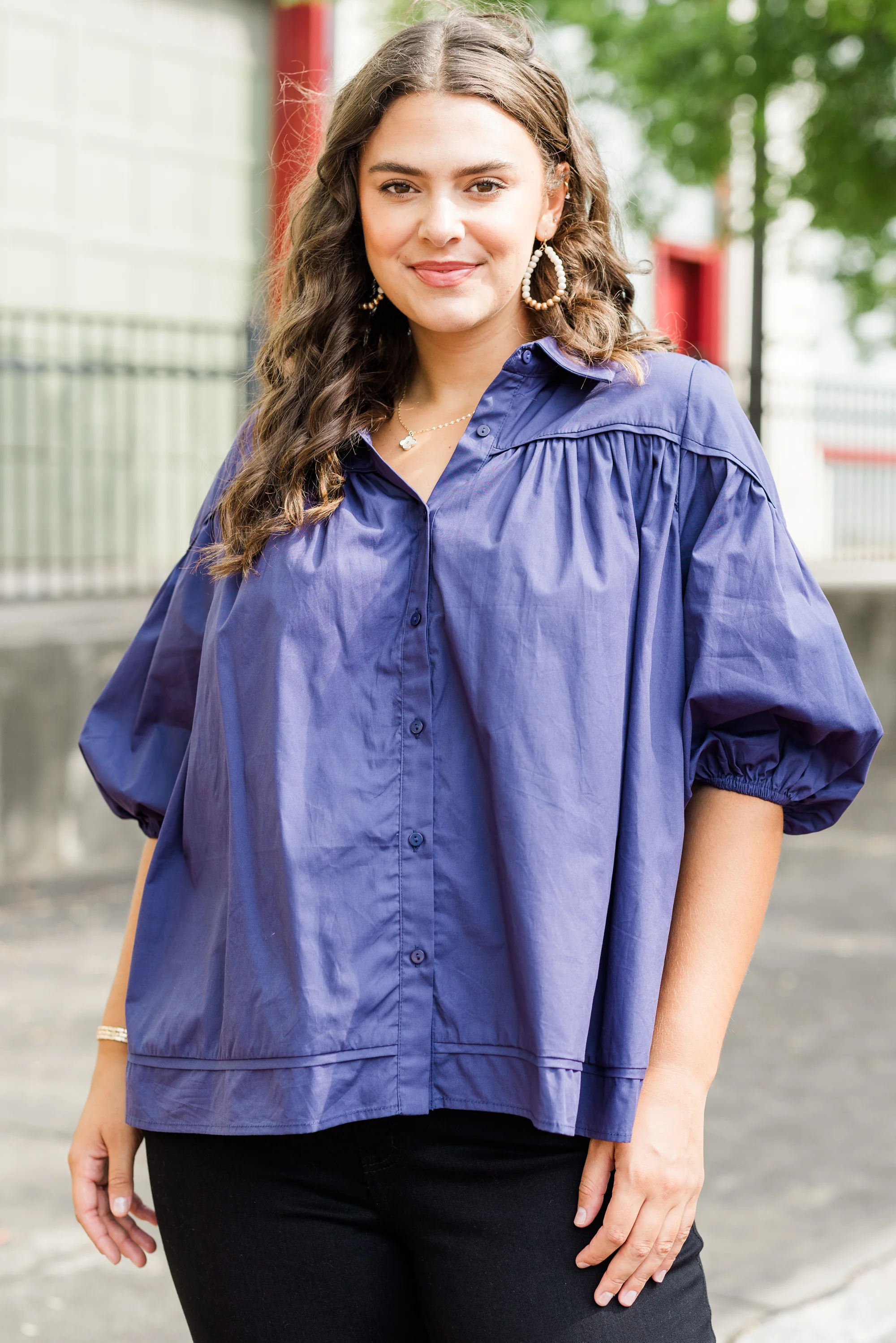 Love Is All Around Blouse, Navy - Giverhouse