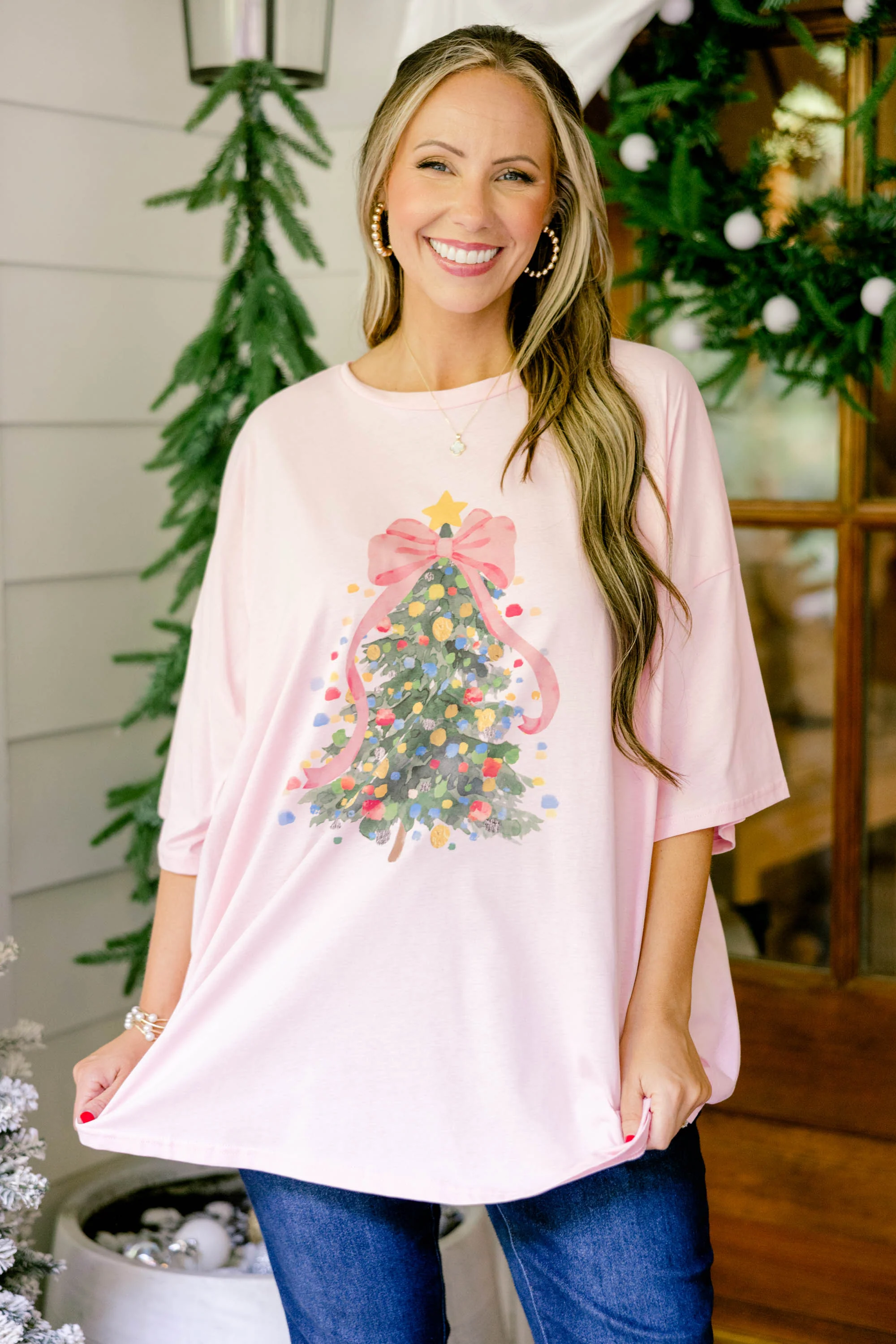 Christmas Queen Boyfriend Tee, Dusty Pink - Giverhouse