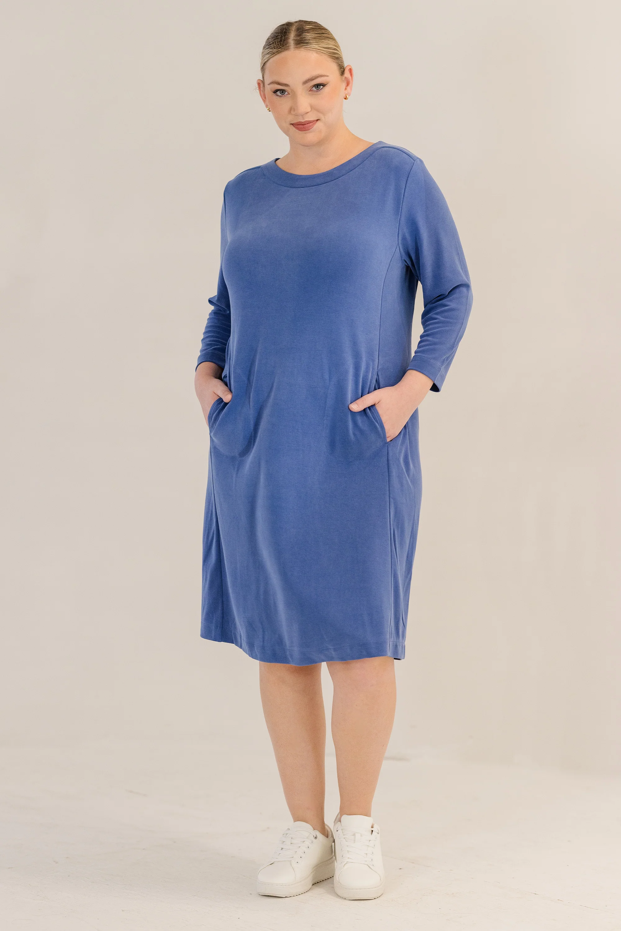 Audrey Boatneck Dress, Ombre Blue - Giverhouse
