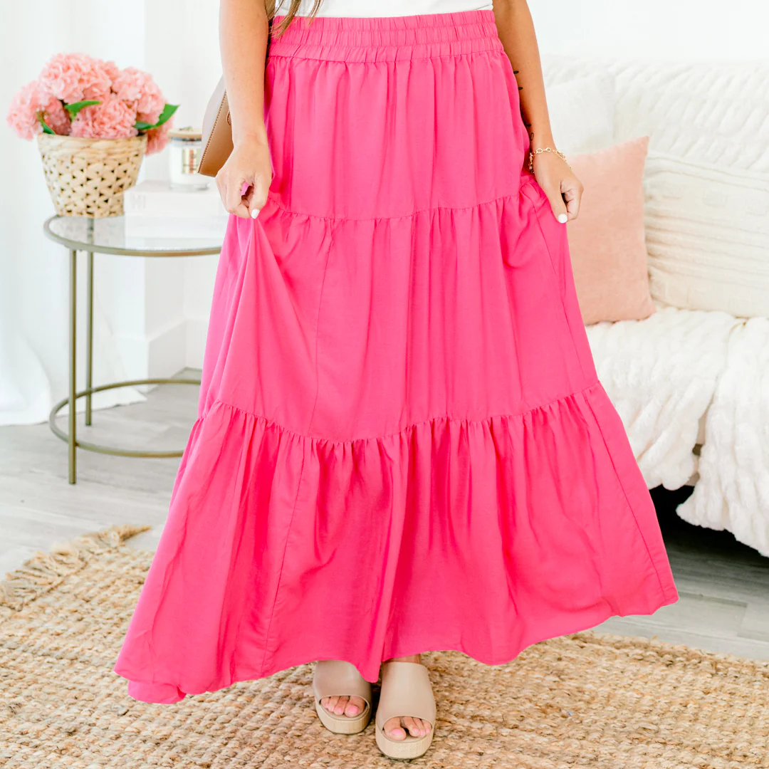 You're Glowing Maxi Skirt, Hot Pink - Giverhouse