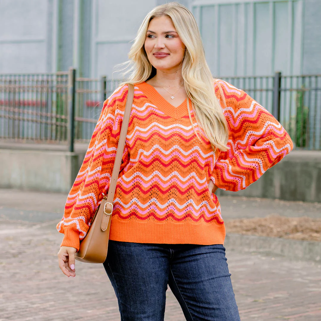 Going To Plan Sweater, Orange Multi - Giverhouse