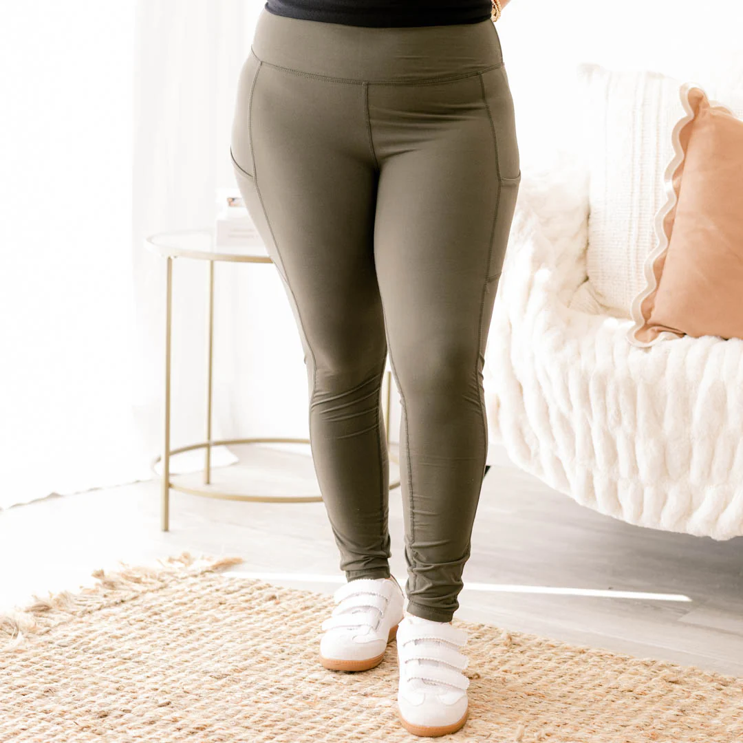 Go For The Goal Leggings, Olive - Giverhouse