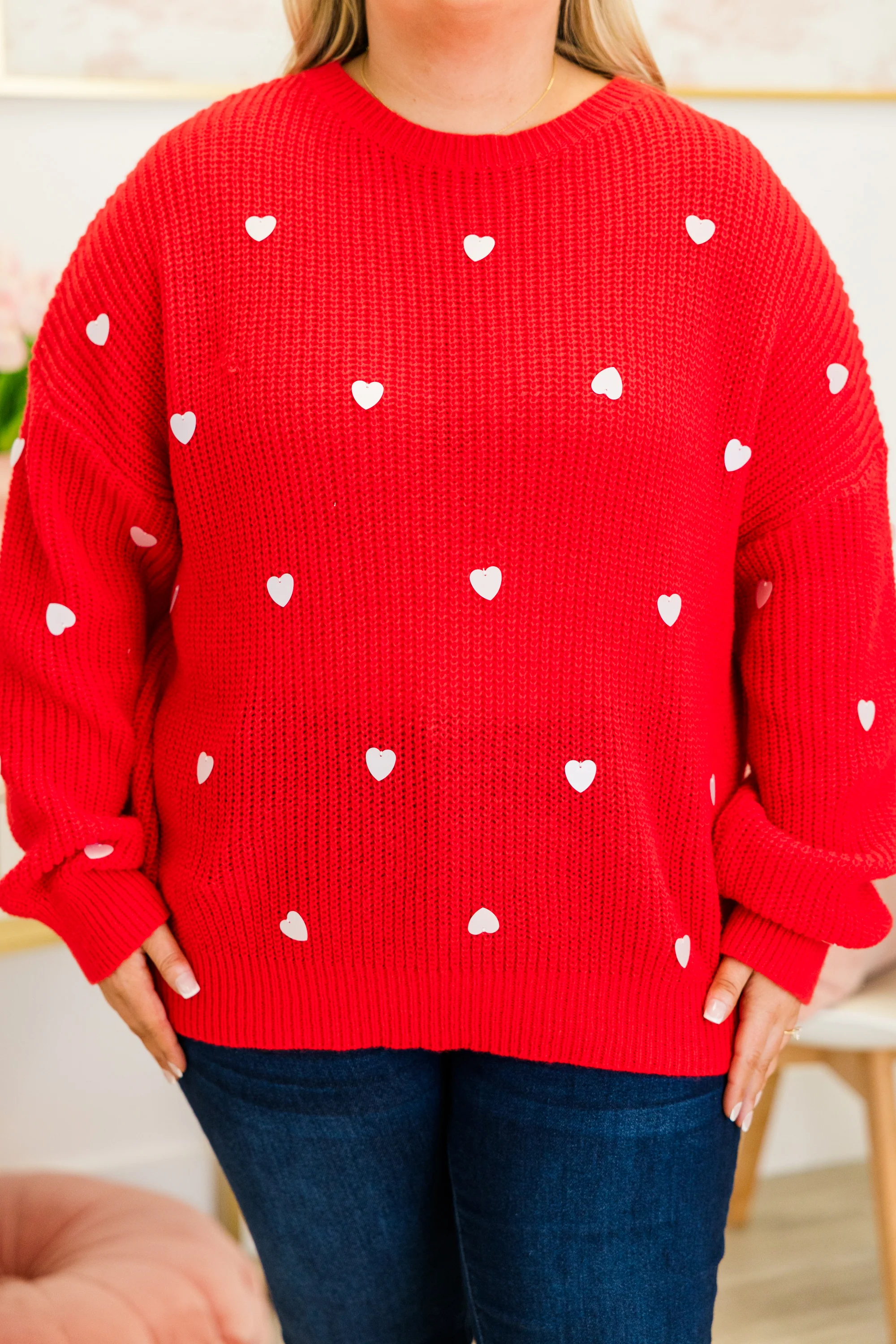 Heartbeat Tempo Sweater, Red - Giverhouse