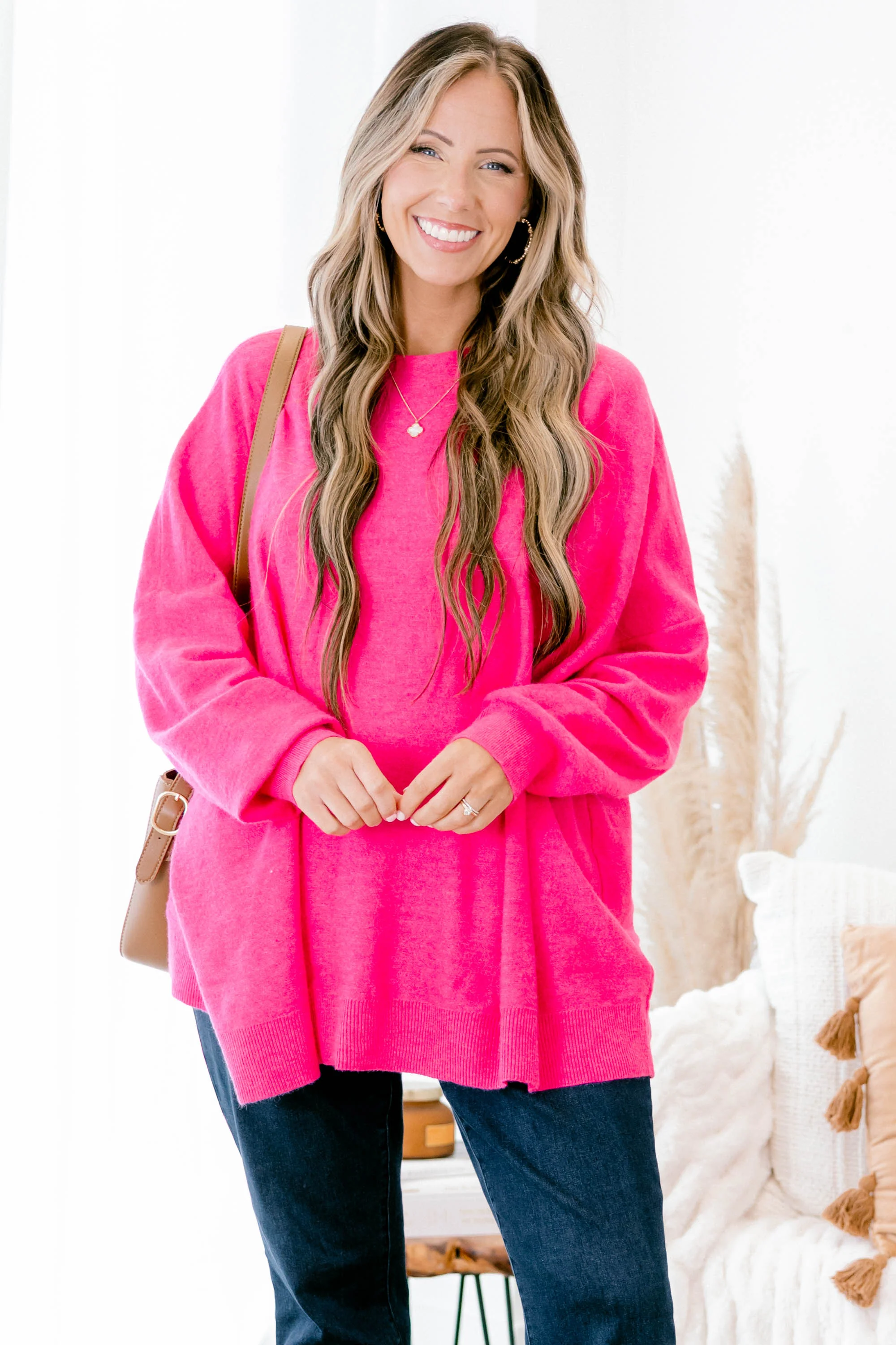 On My Own Sweater, Fuchsia - Giverhouse