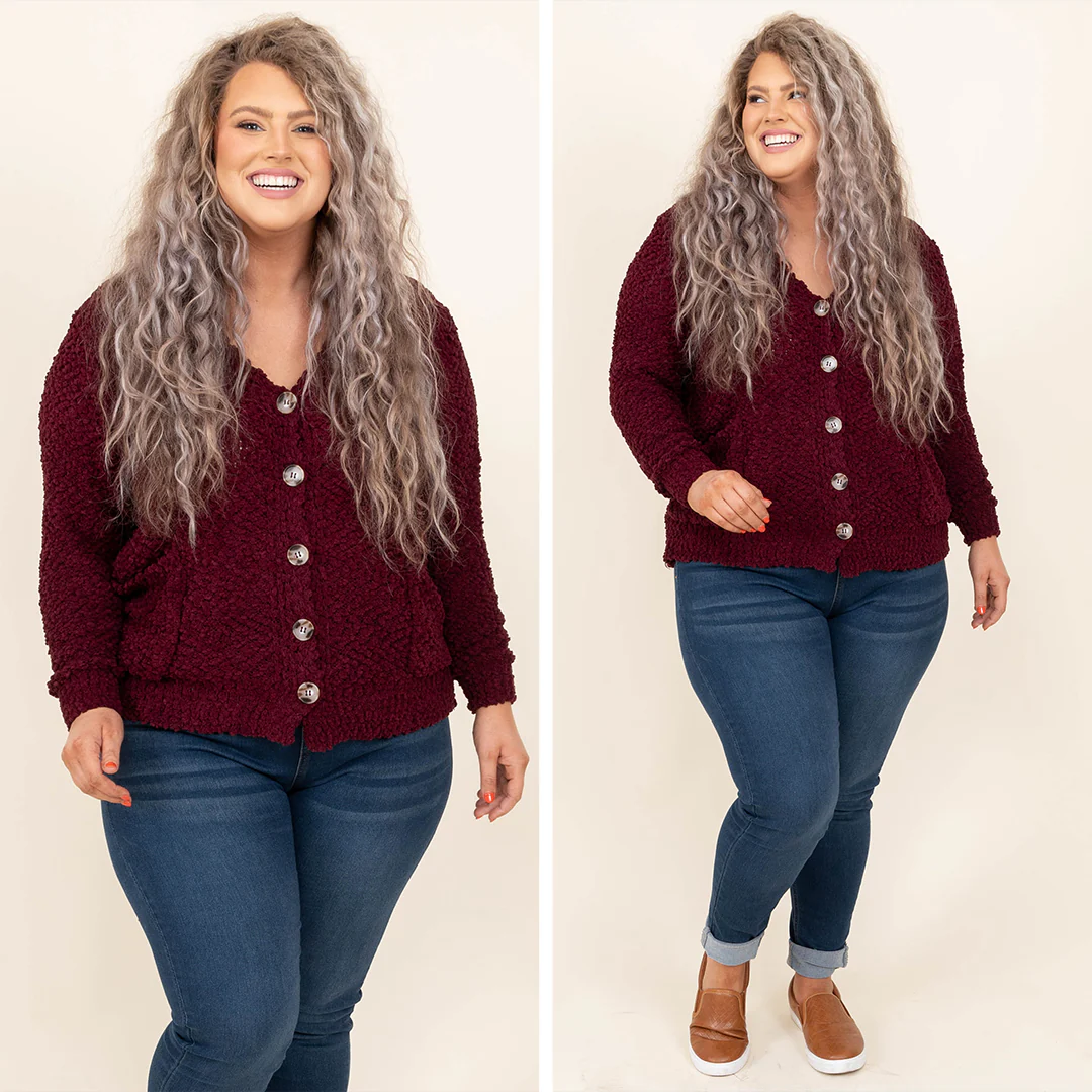 State Of Dreaming Cardigan, Dark Burgundy - Giverhouse