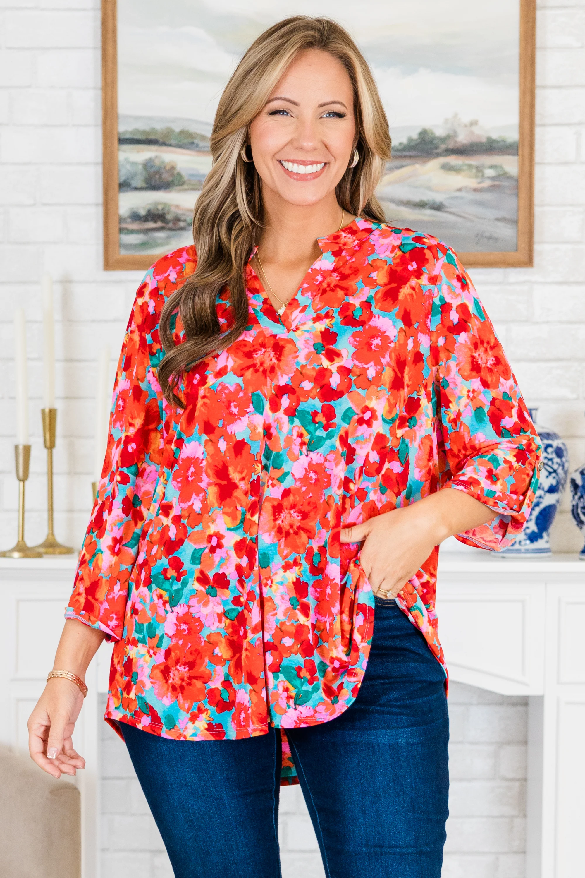 Tropical Berry Sorbet Top, Red Multi - Giverhouse