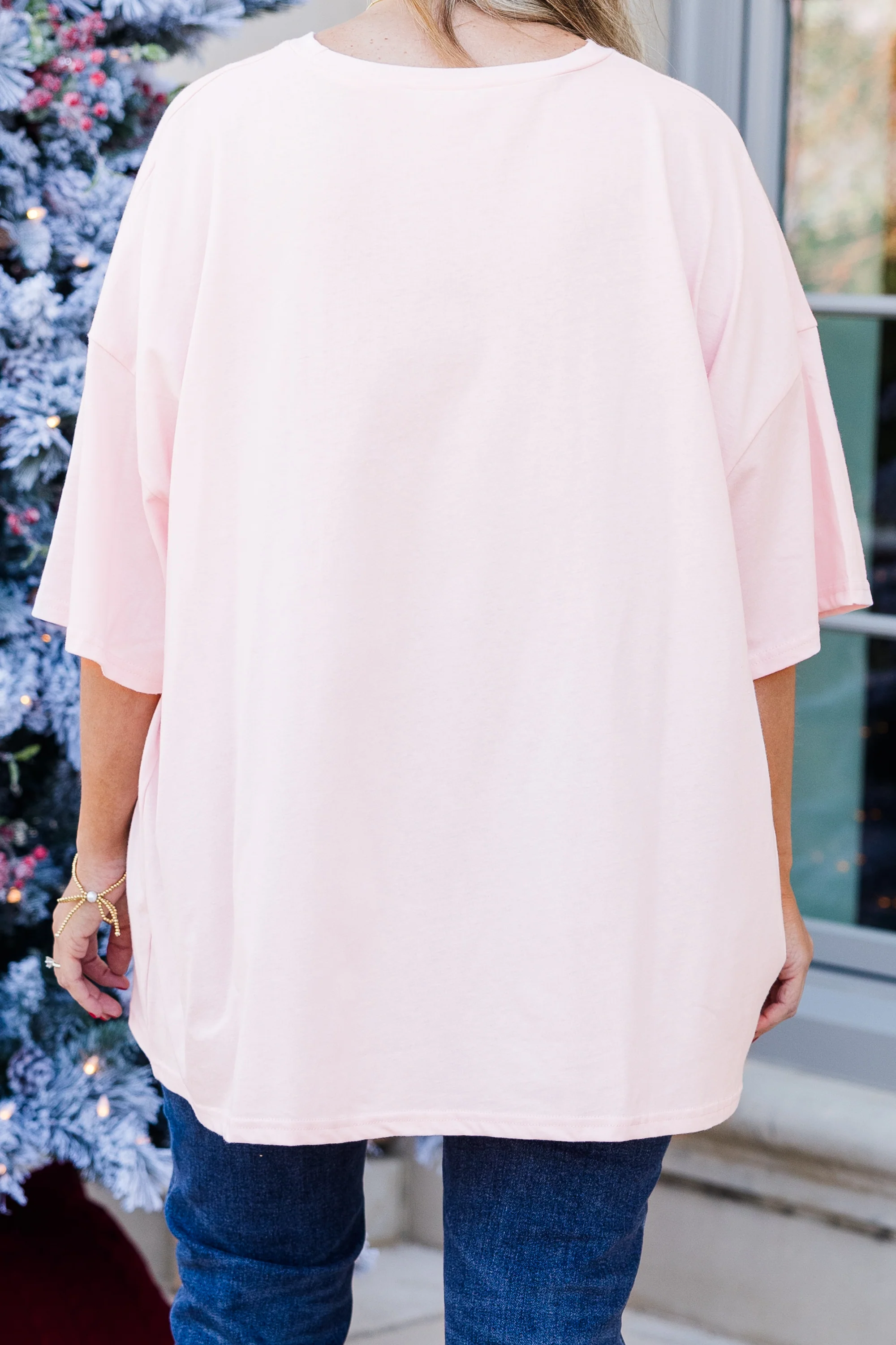 Girly Girl Christmas Boyfriend Tee, Cream Pink - Giverhouse