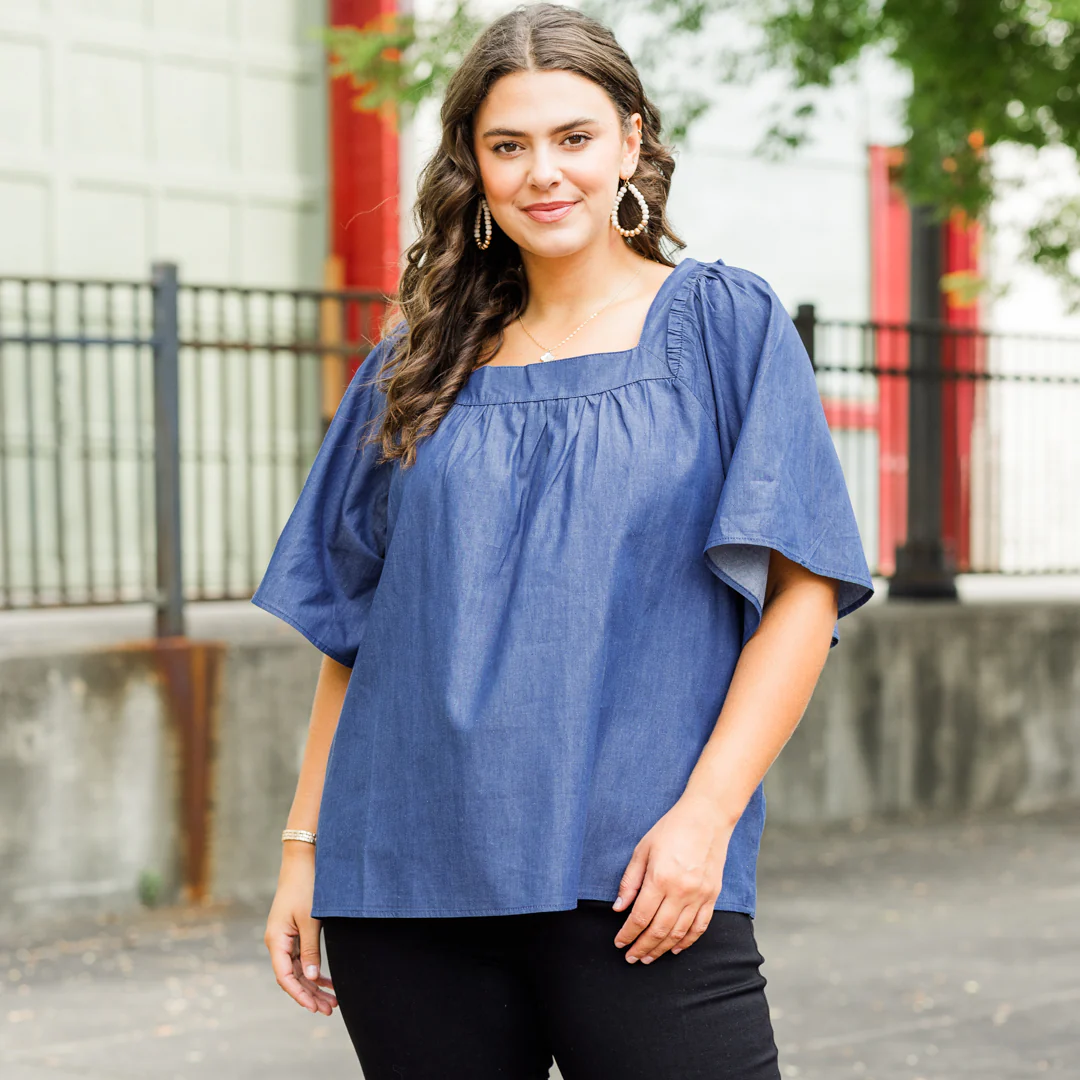 Blue Jean Babe Top, Medium Wash - Giverhouse