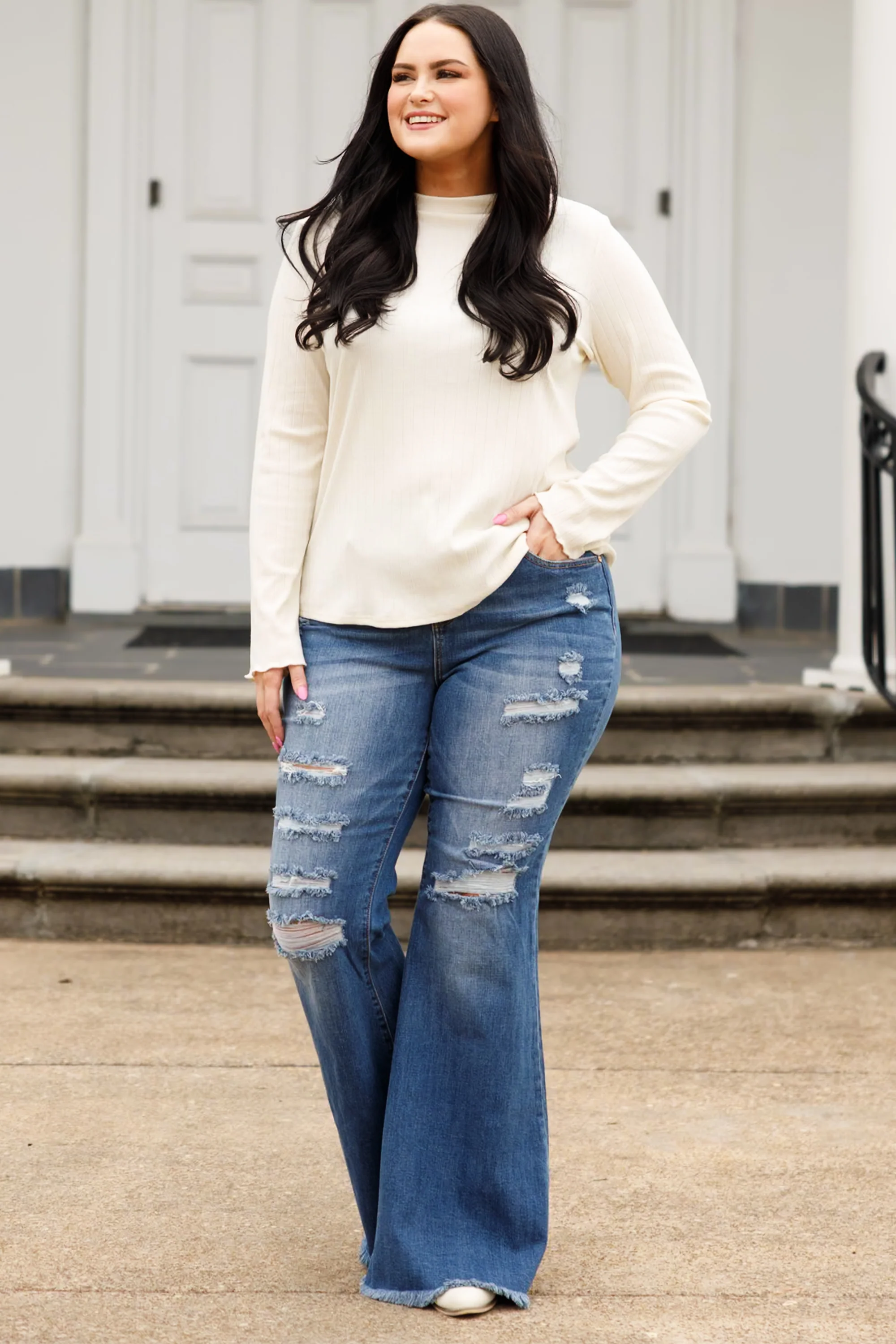 The Time Is Now Boot Cut Jeans, Dark Wash - Giverhouse