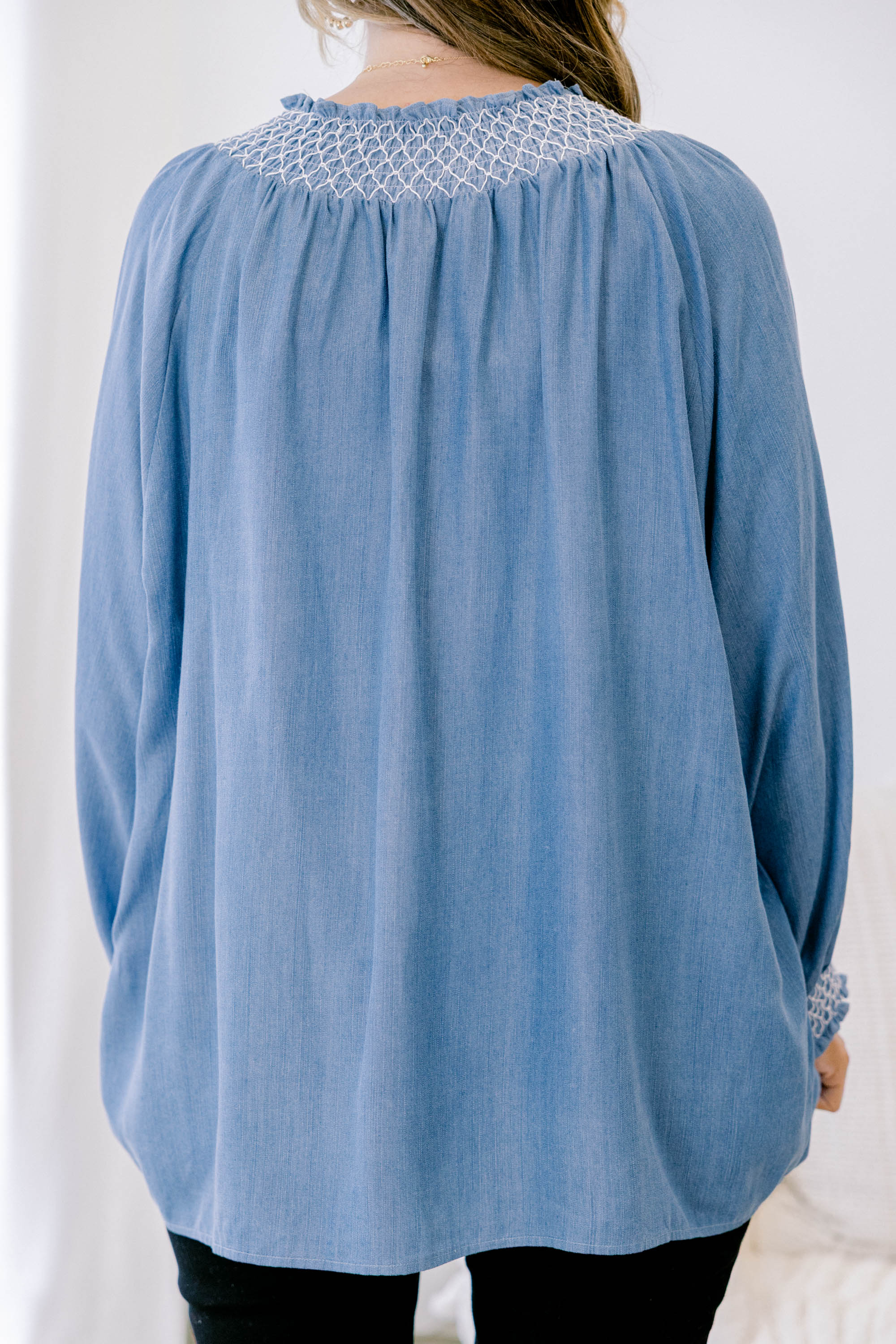 Subtle Reminder Top, Chambray - Giverhouse