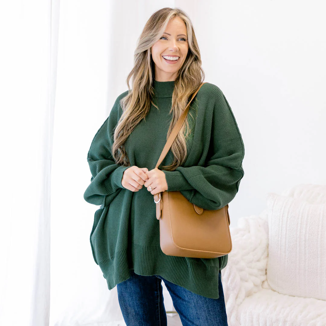 Perfectly Cozy Sweater, Dark Green - Giverhouse