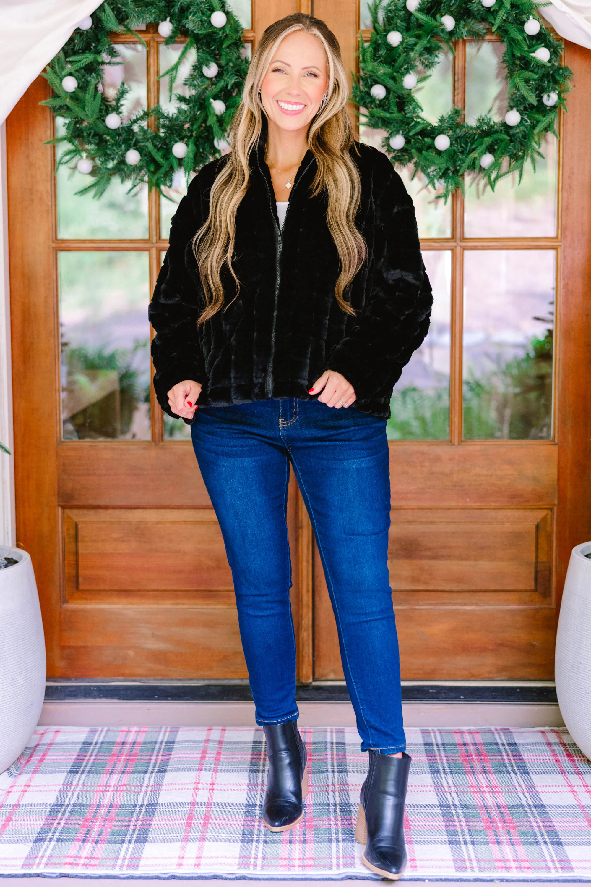 Carmen Faux Fur Jacket, Black - Giverhouse