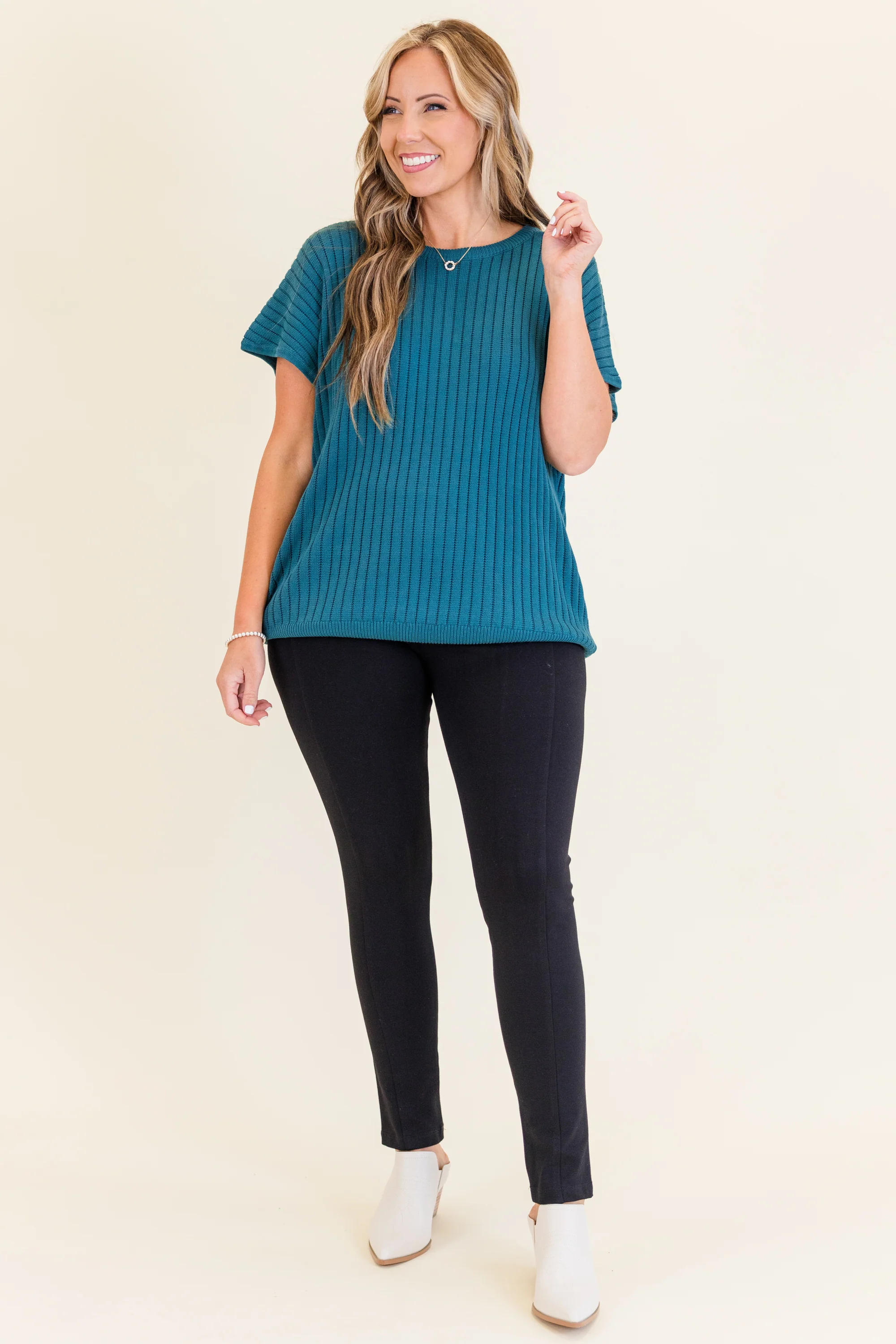 Ribbed Staple Sweater, Jade Green - Giverhouse