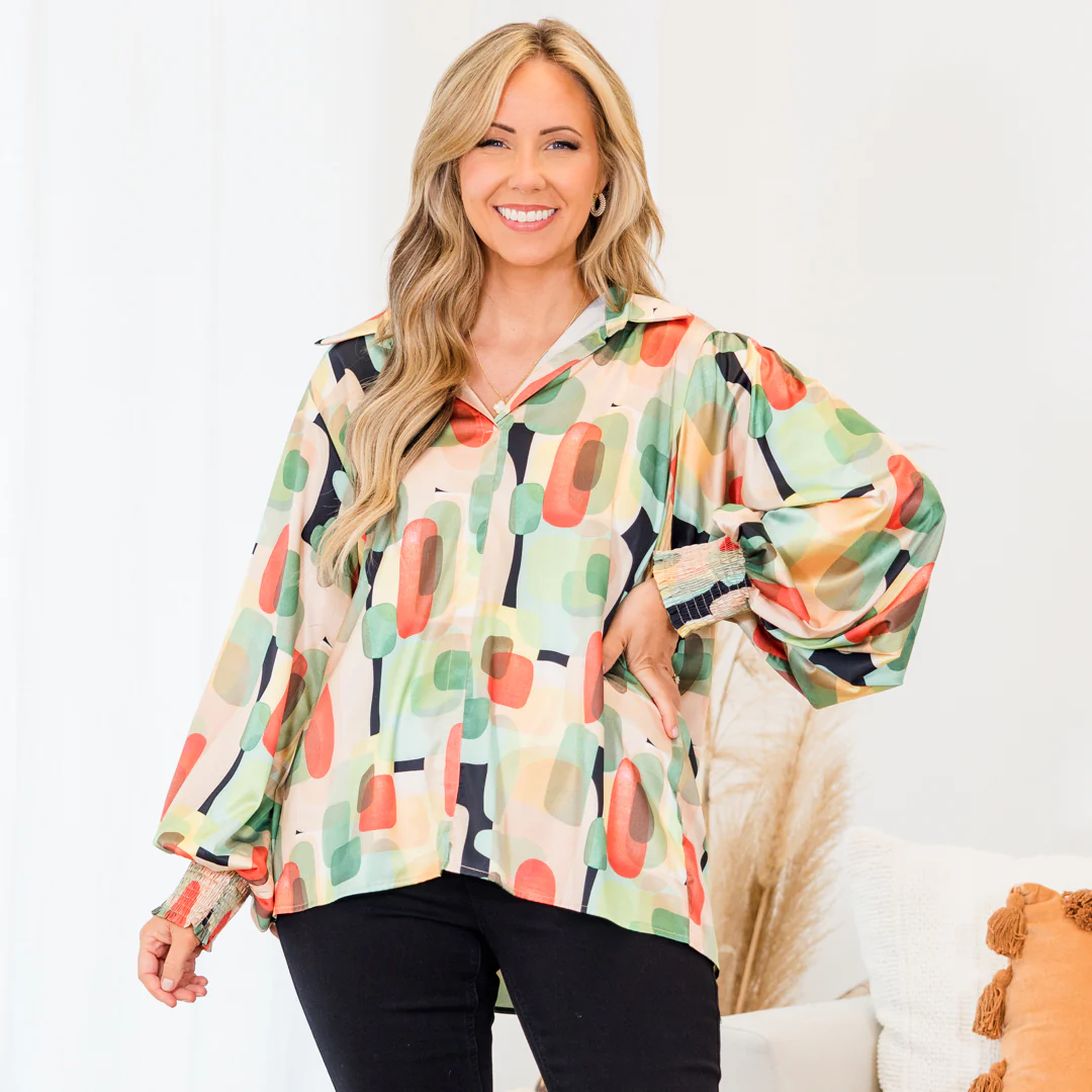 Happy With It Top, Orange Multi - Giverhouse