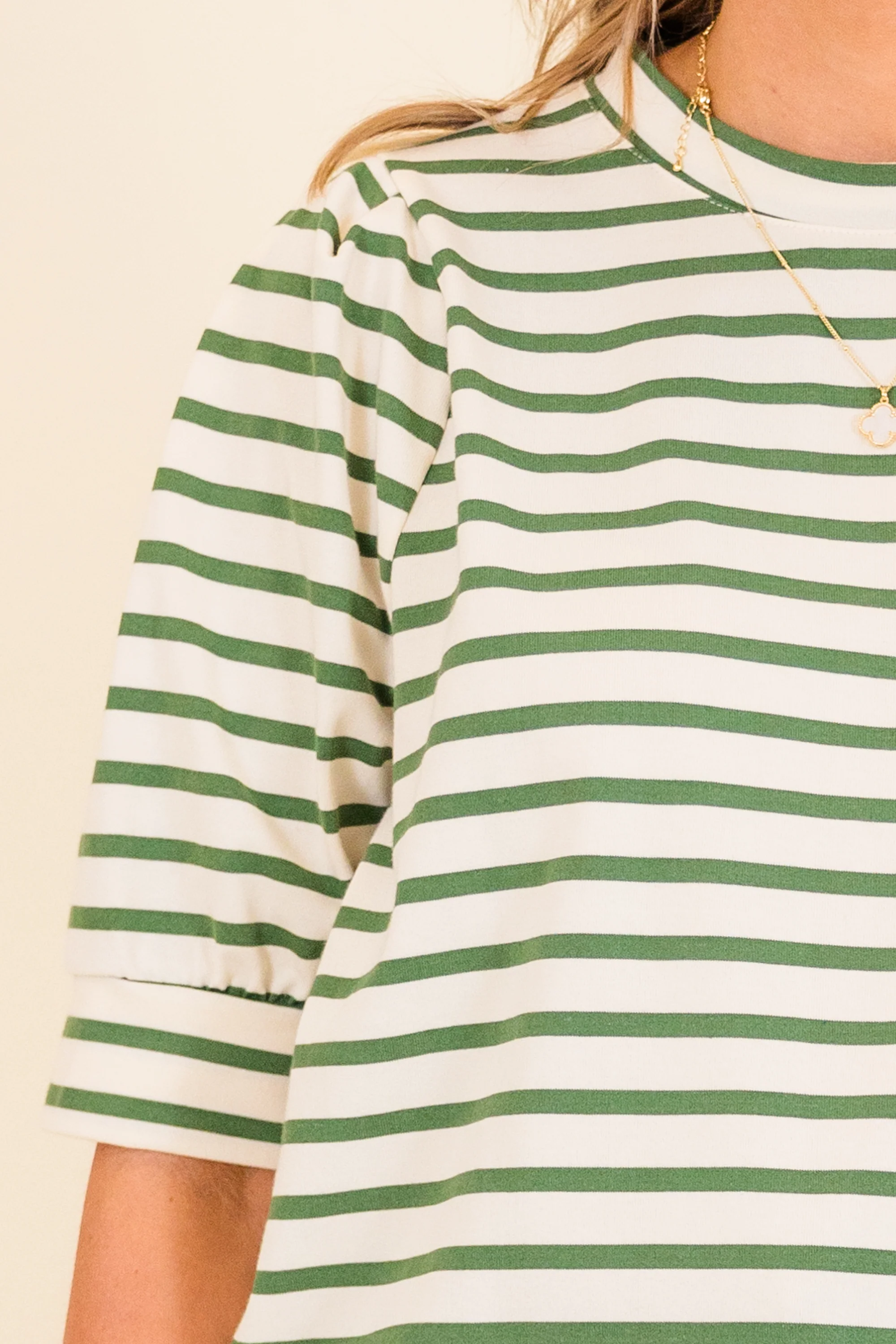Signature Stripes Top, Green-White - Giverhouse