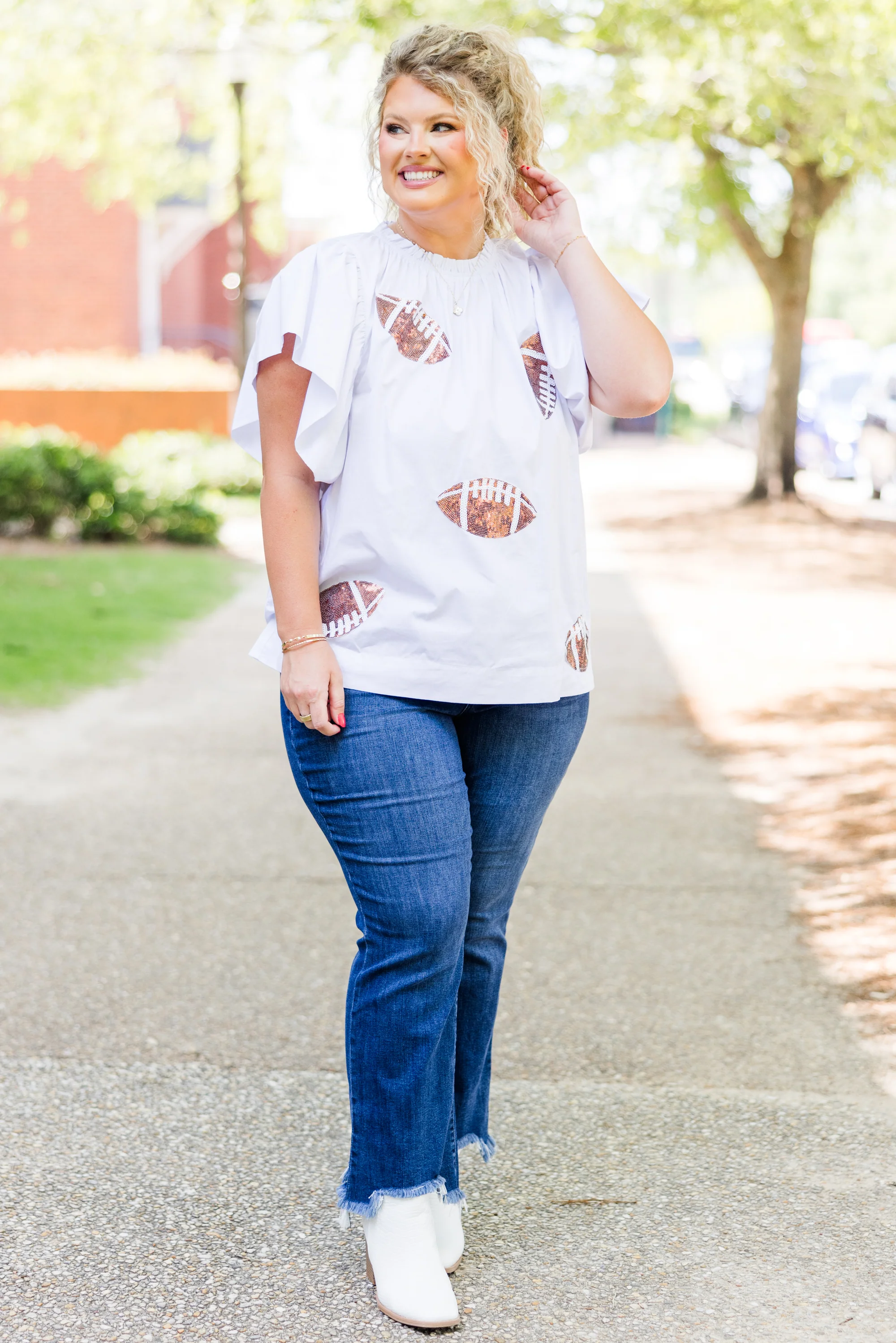 Here For Halftime Top, White - Giverhouse