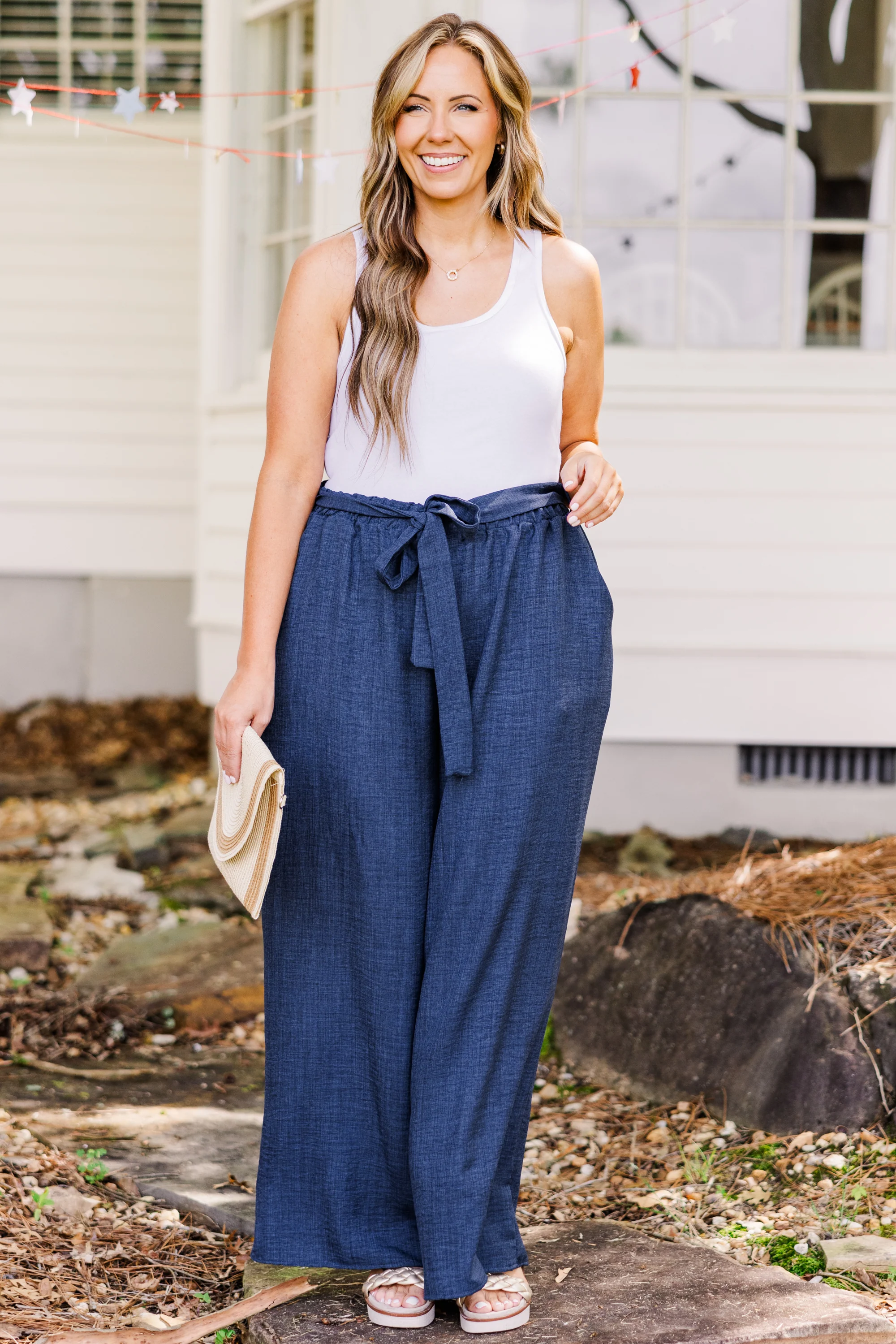 Sandy Shoreline Pants, Navy Blue - Giverhouse