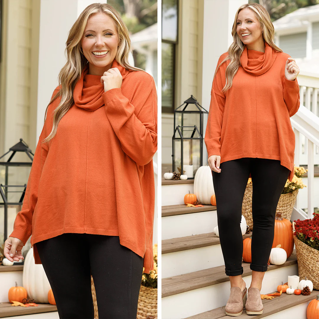 Expecting Change Sweater, Rust - Giverhouse