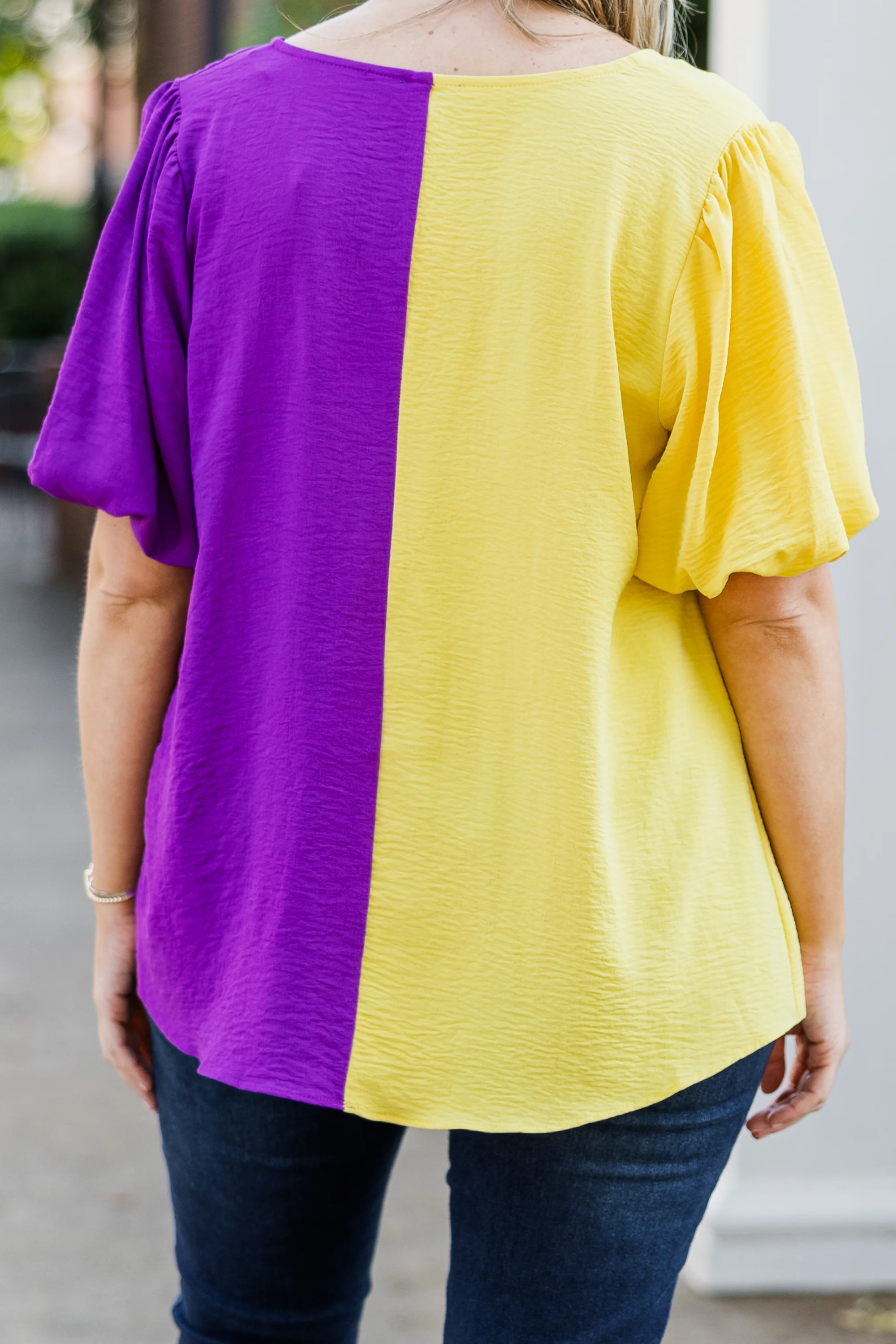 Sideline Sweetheart Top, Gold-Purple - Giverhouse