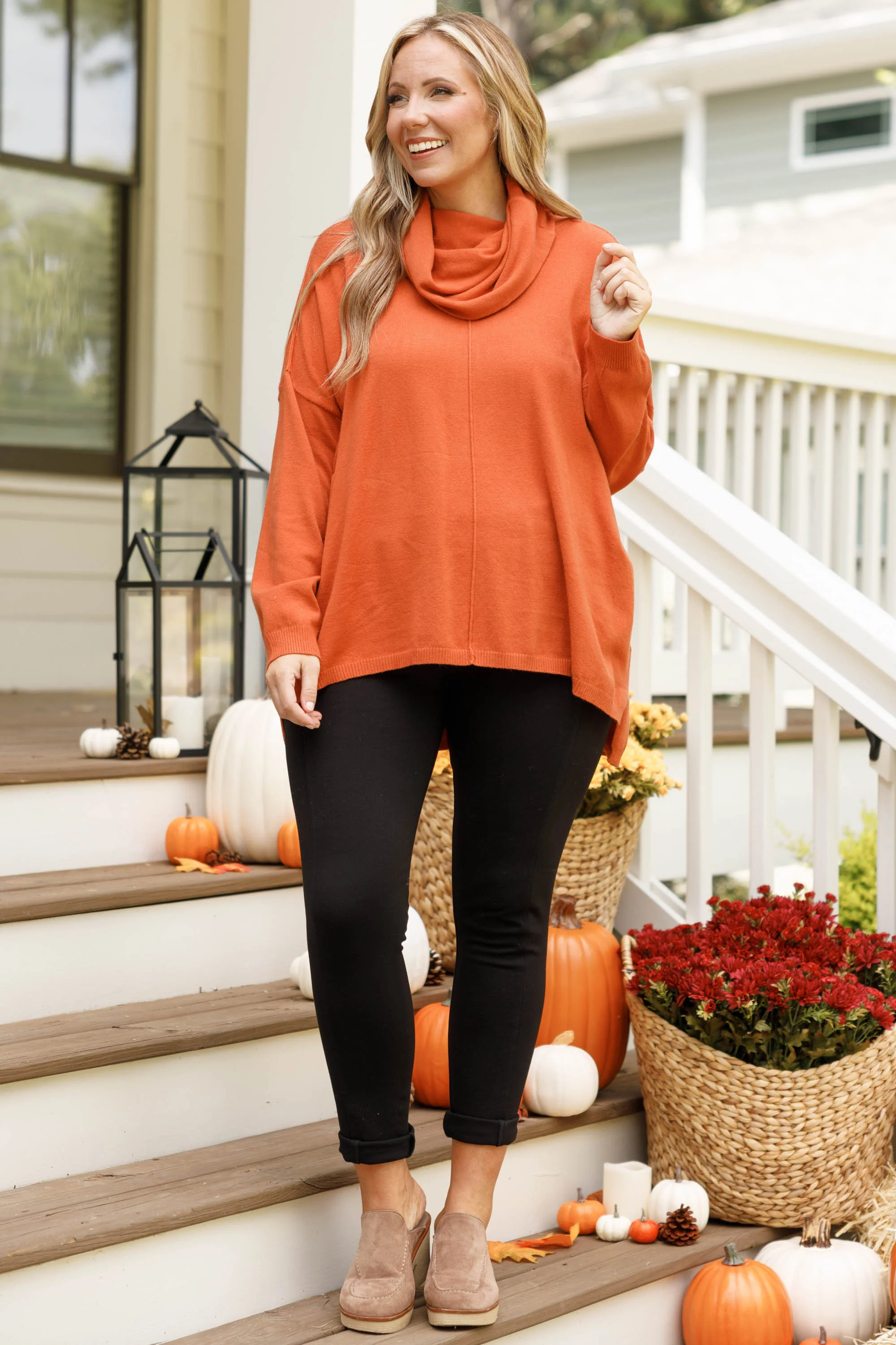 Expecting Change Sweater, Rust - Giverhouse