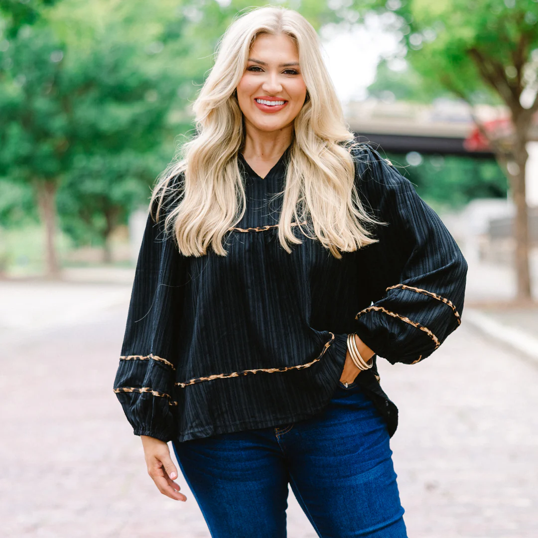 Skip A Beat Top, Black - Giverhouse