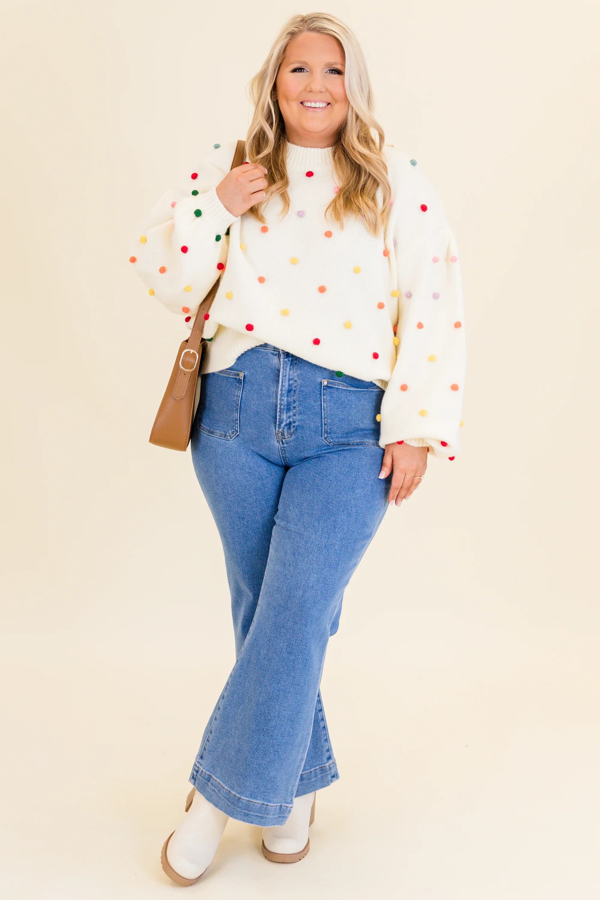 Spotted Charm Sweater, Cream - Giverhouse