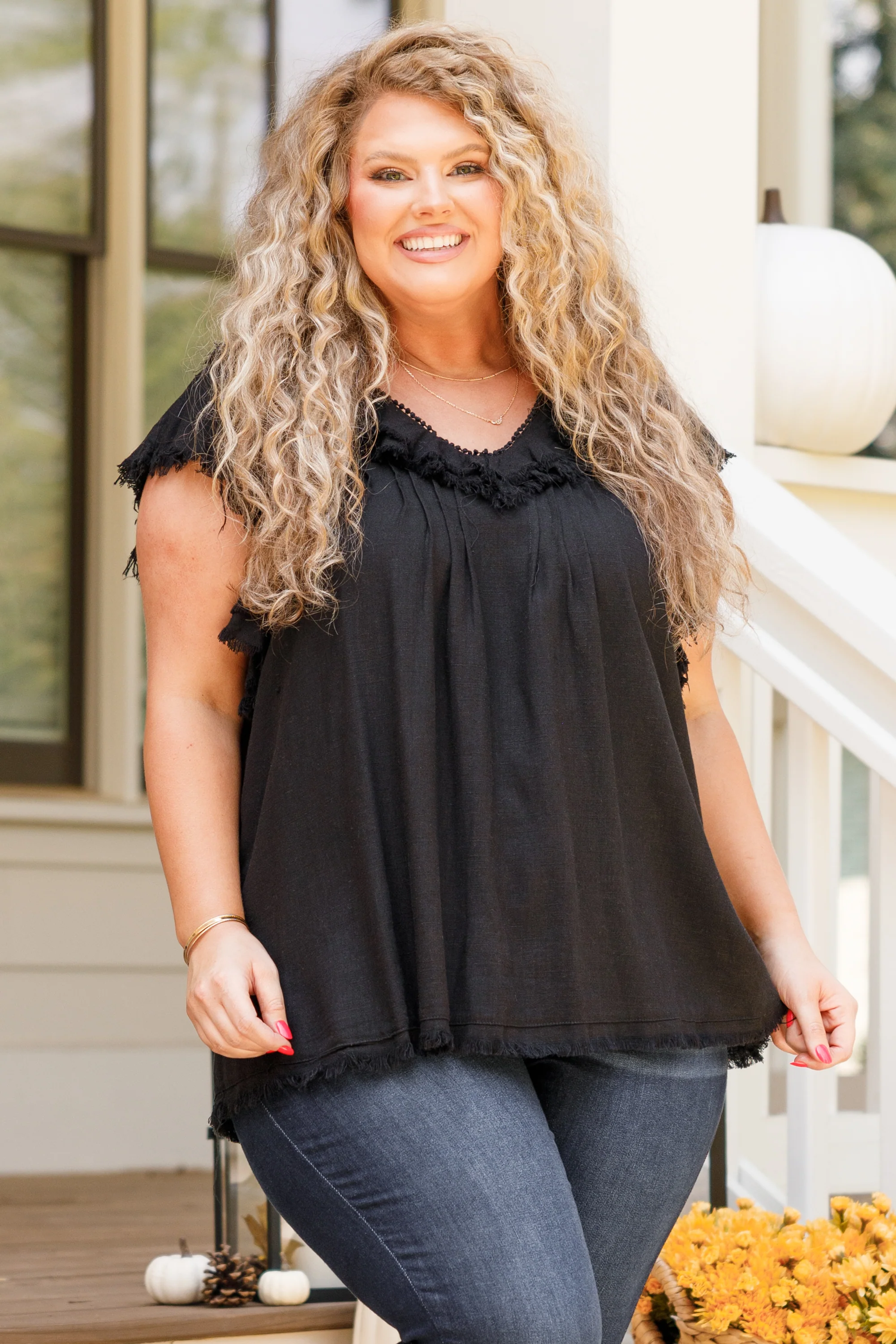 Dreaming Of A Fringe Moment Top, Black - Giverhouse