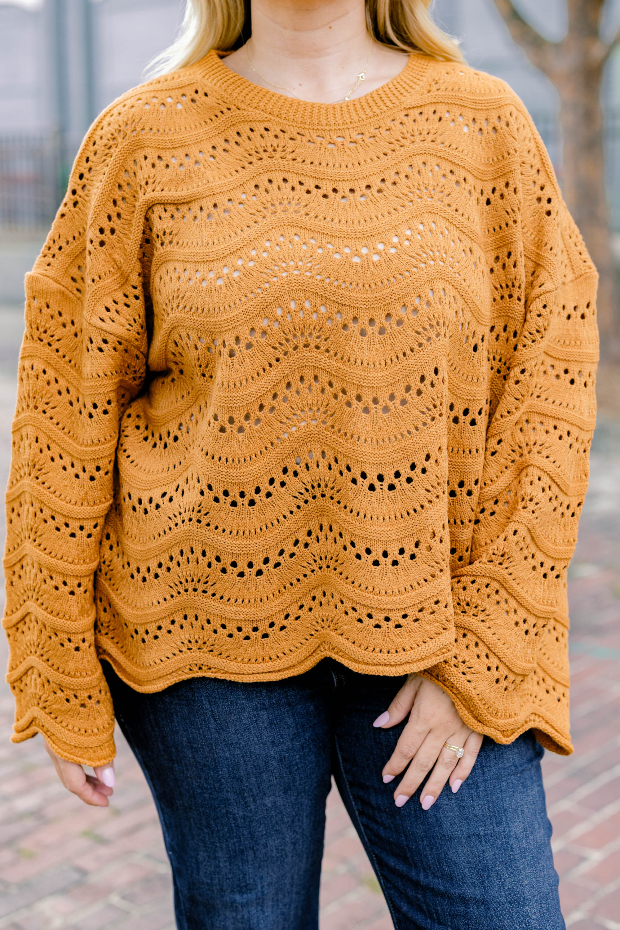 Wavy Comfort Sweater, Camel - Giverhouse
