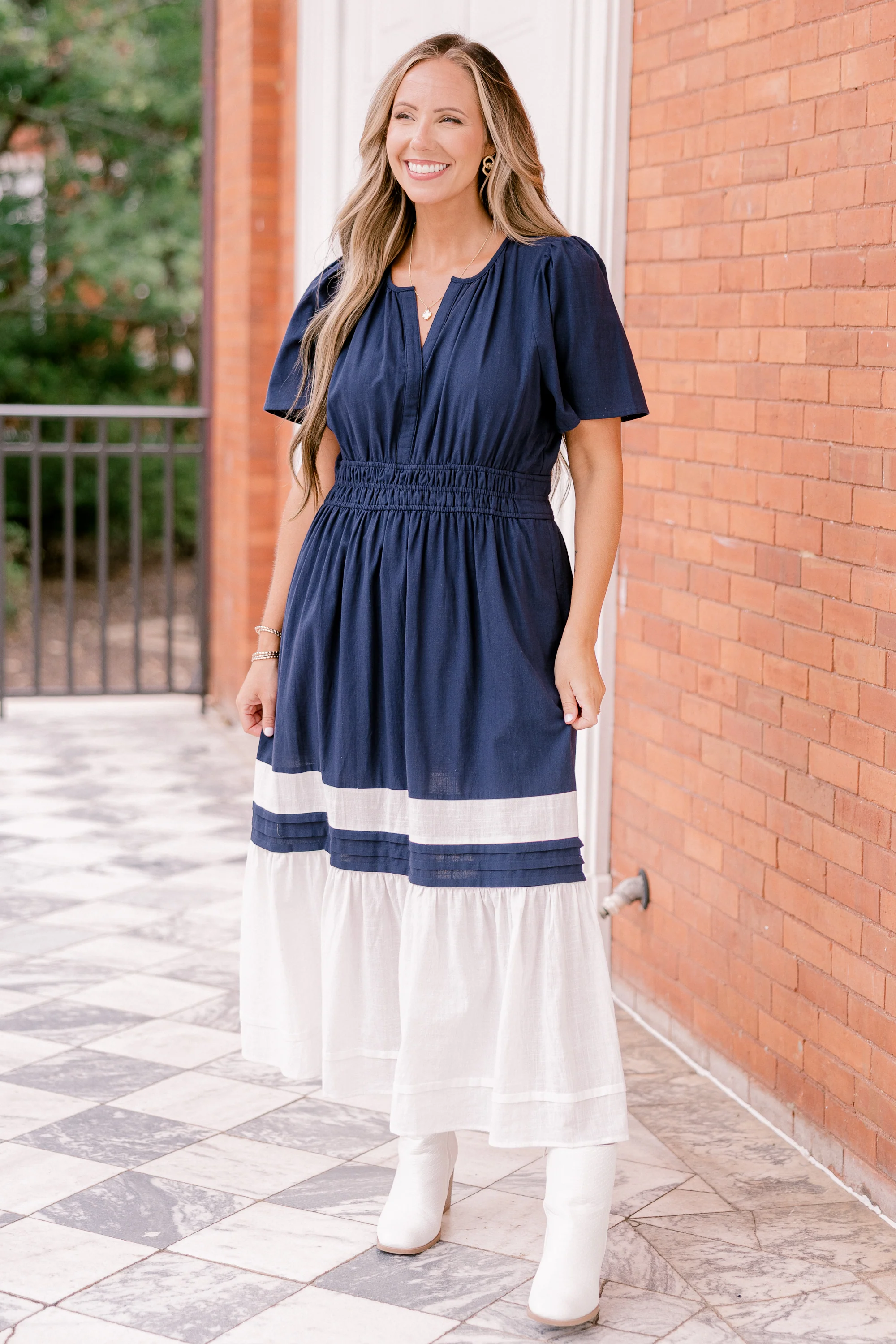 Wish Me Joy Dress, Navy - Giverhouse