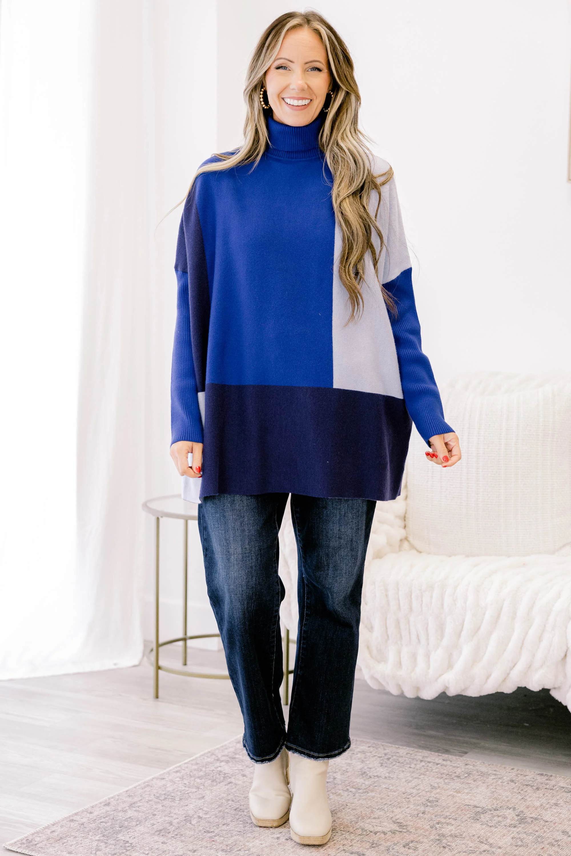 Mosaic Melody Sweater, Blue - Giverhouse