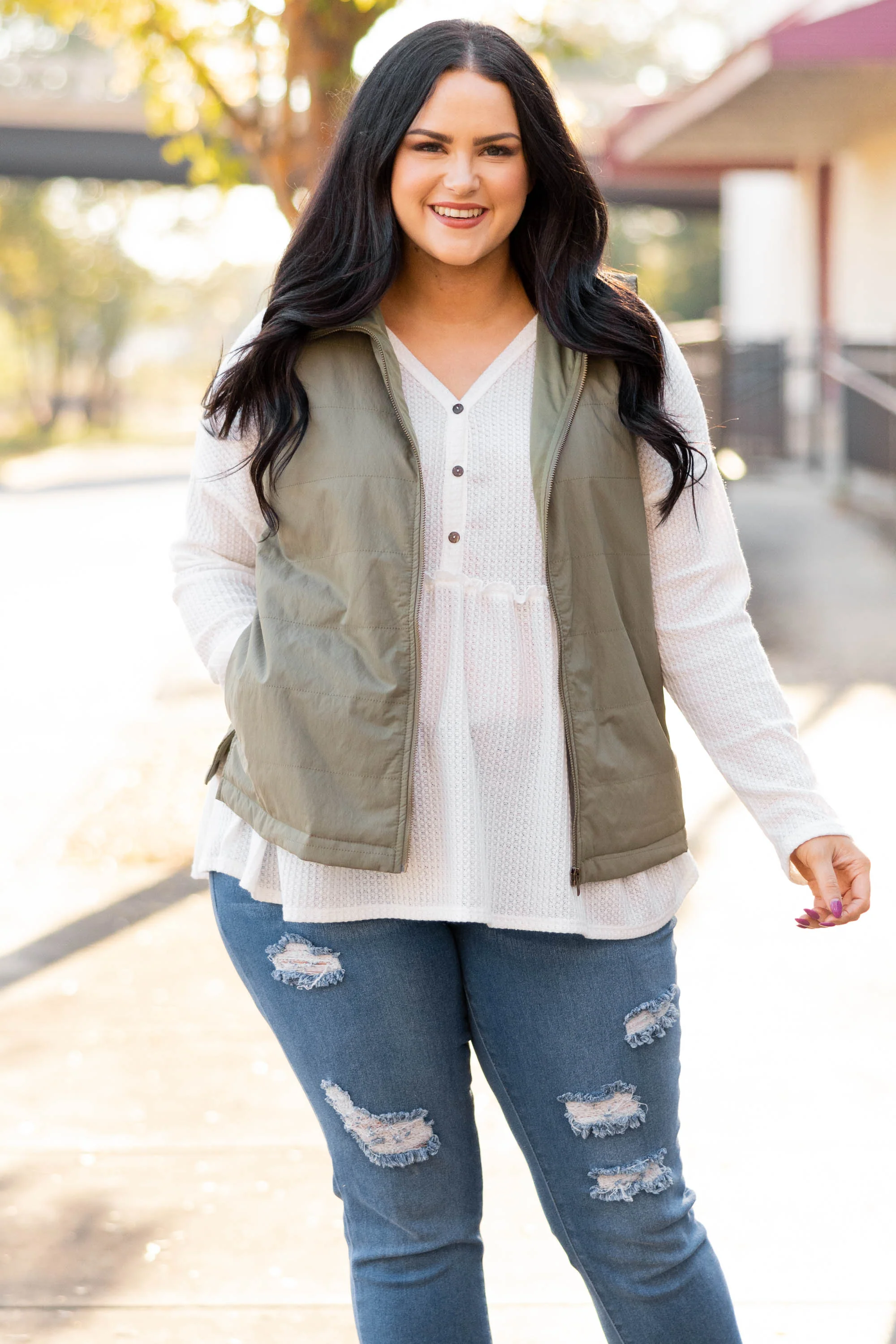 Shut Them Down Vest, Light Olive - Giverhouse