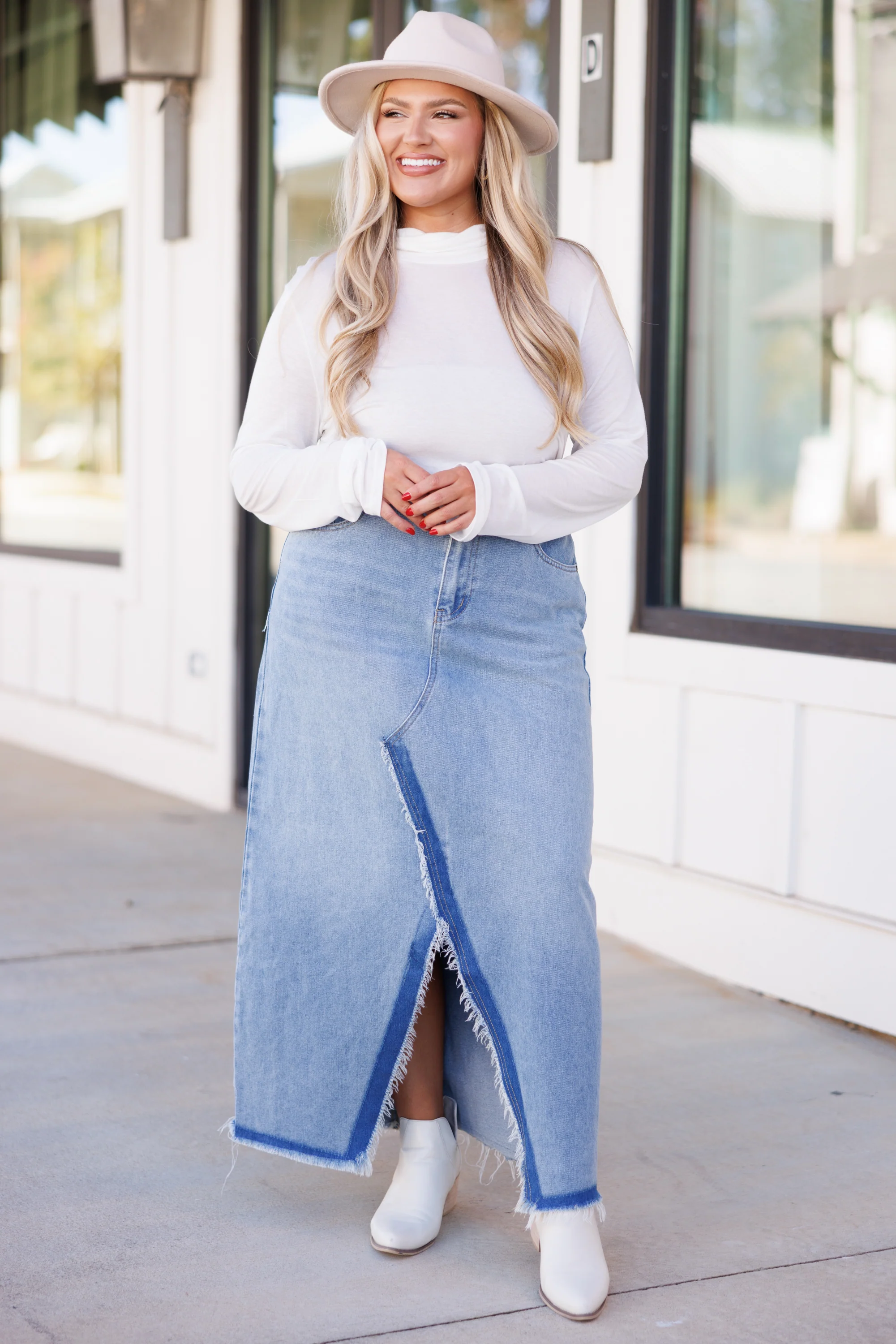 Making Strides Jean Skirt, Light Wash - Giverhouse