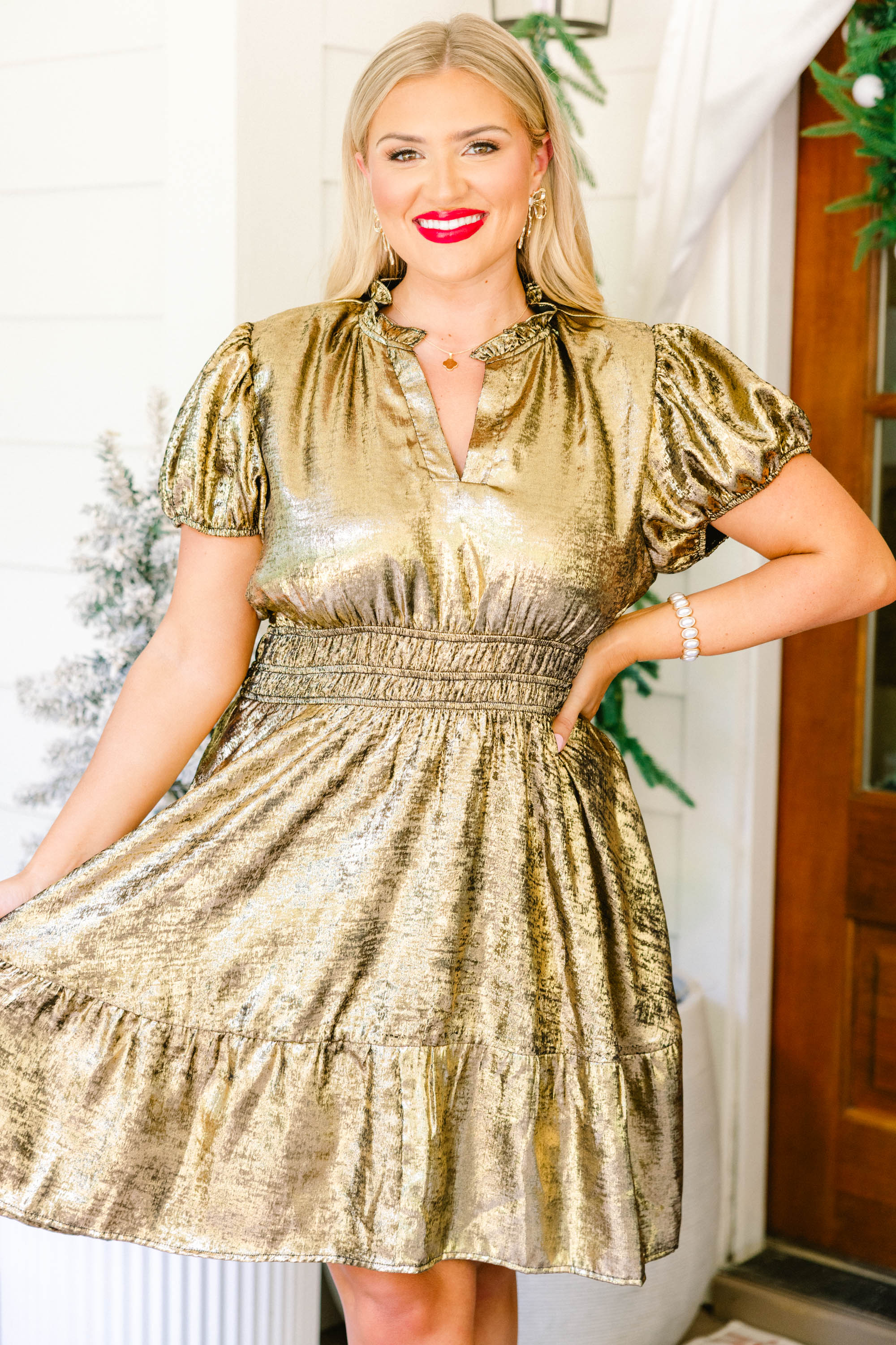 Pretty Please Dress, Gold - Giverhouse