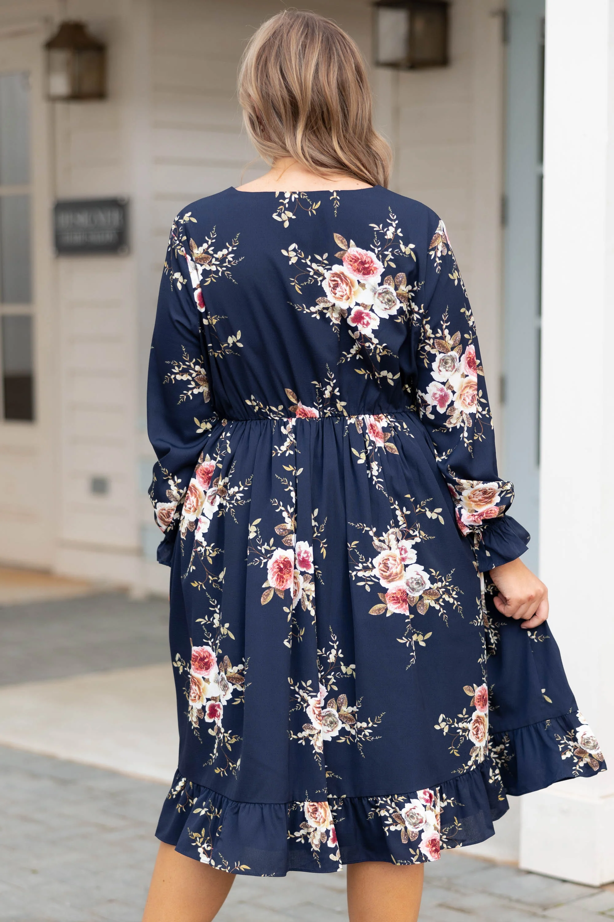 Beautifully Blooming Dress, Navy - Giverhouse